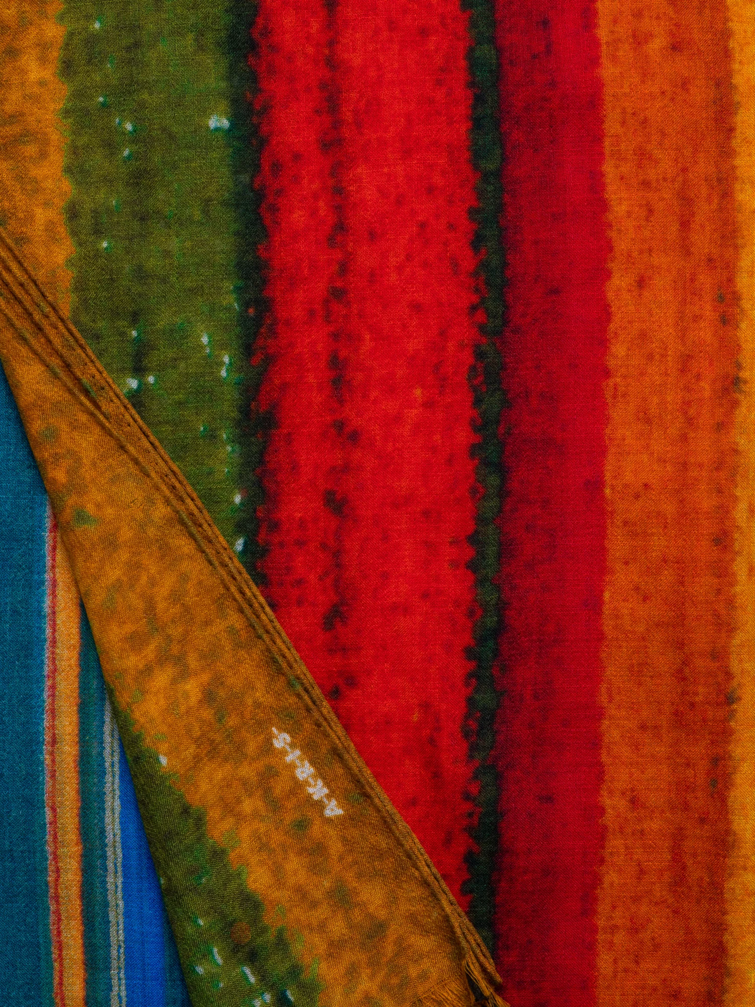 Cashmere Silk Scarf with Wind Turbine Print - Image 2