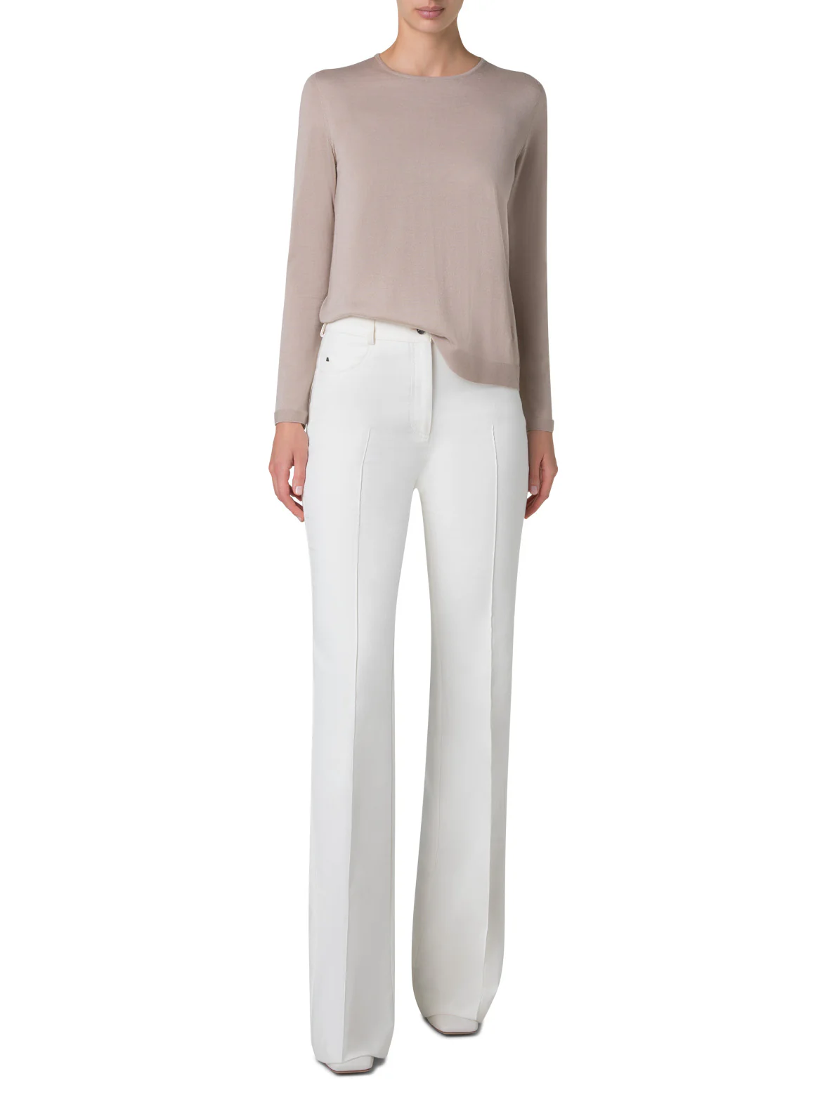 Seamless Crew Neck Sweater in Cashmere Silk - Image 3