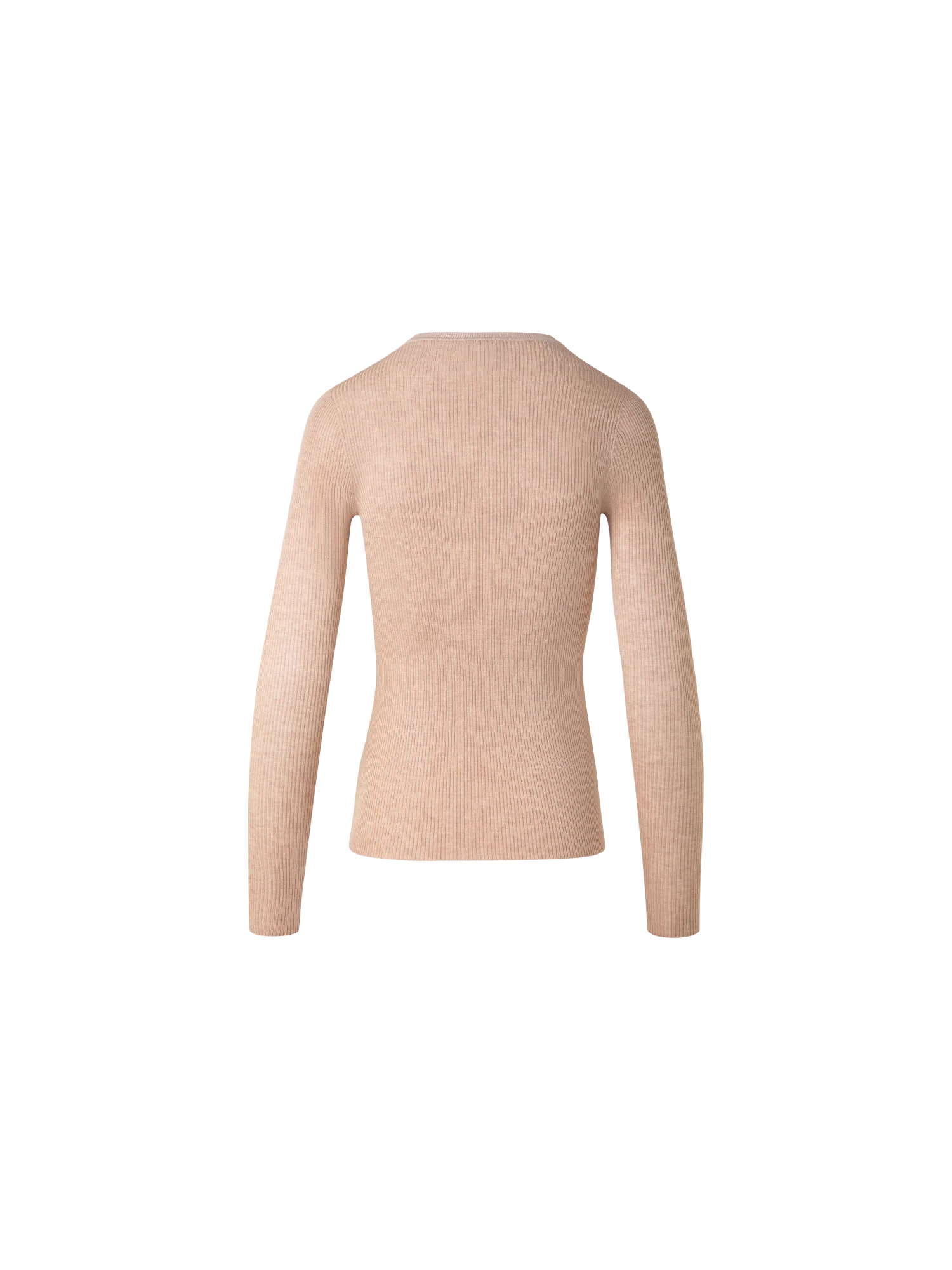Seamless Crew Neck Sweater in Silk Cotton Rib Knit - Image 4