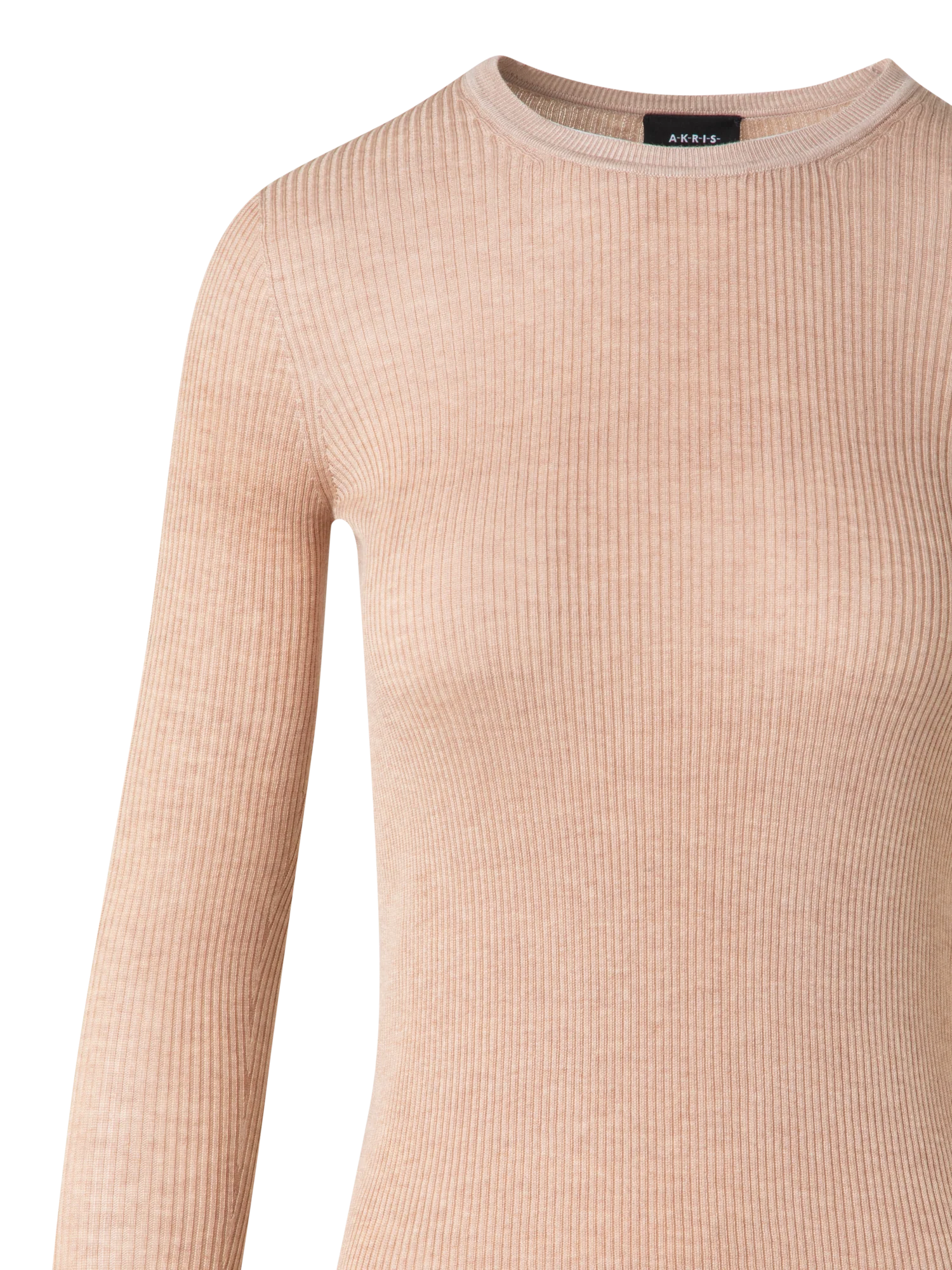 Seamless Crew Neck Sweater in Silk Cotton Rib Knit - Image 5