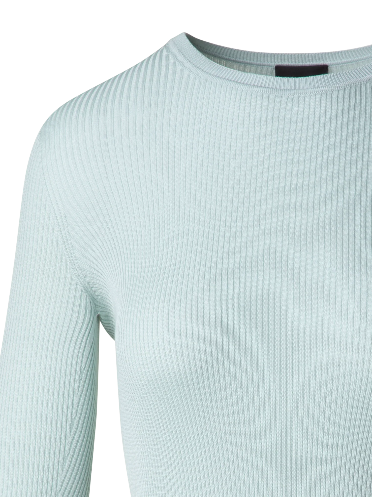 Seamless Crew Neck Sweater in Silk Cotton Rib Knit - Image 5