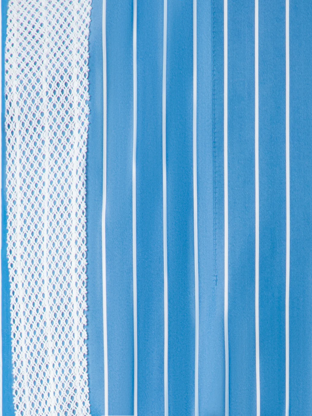 Shirt Dress in Striped Cotton with Mesh Tape - Image 6