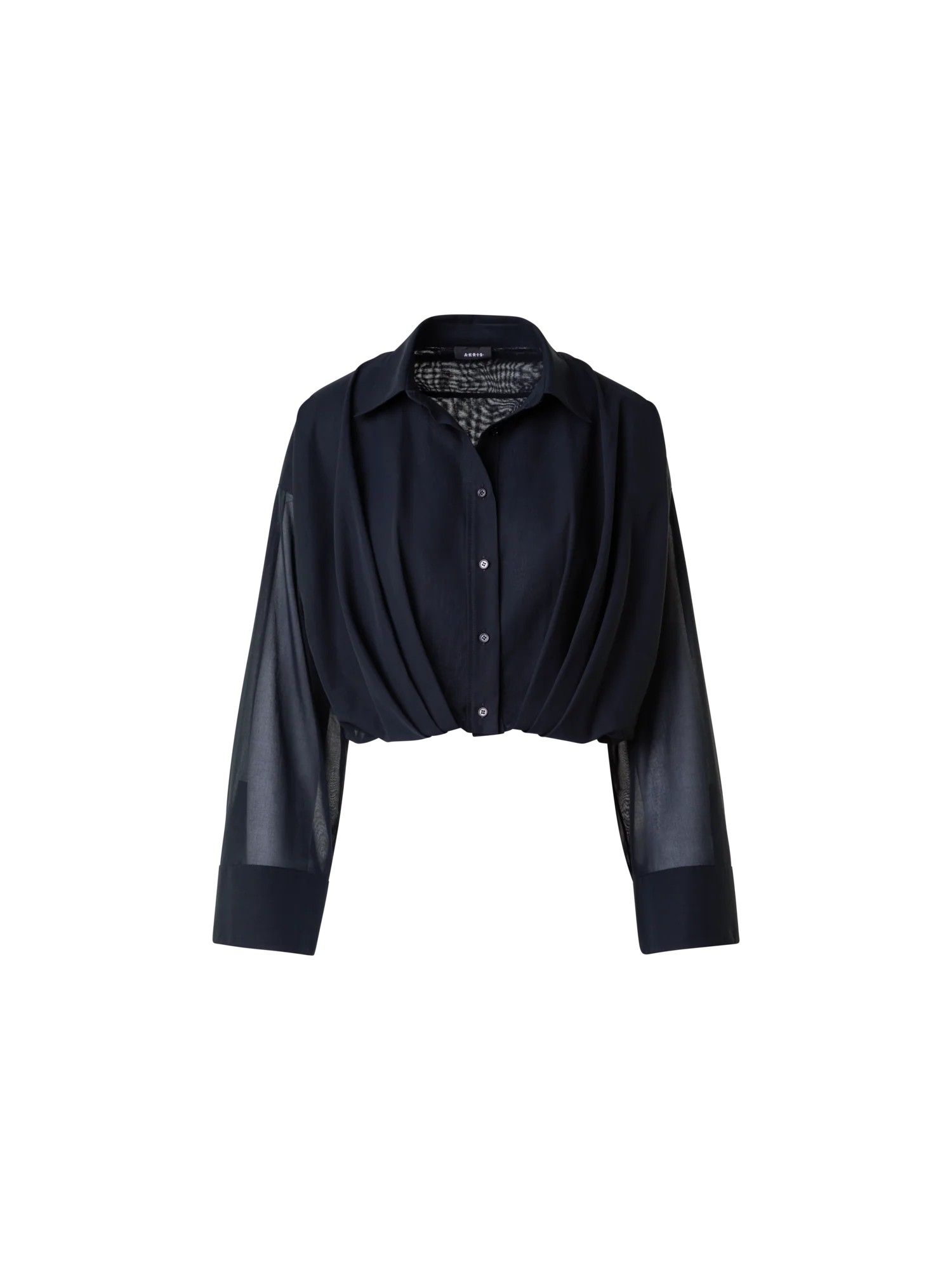 Short Cotton Voile Blouse with Wide Sleeves