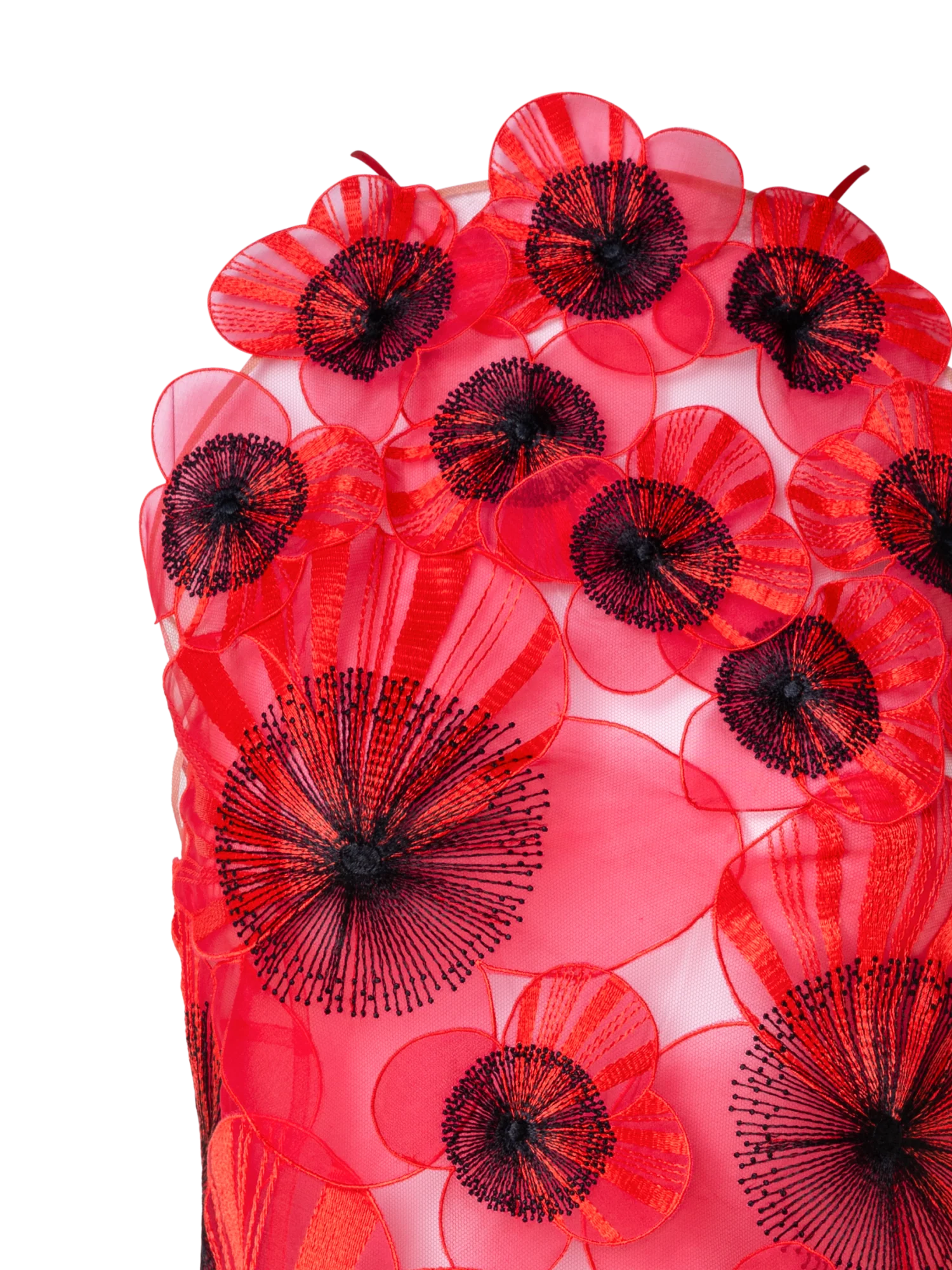 Short Open Back Dress with Poppy Embroidery - Image 4