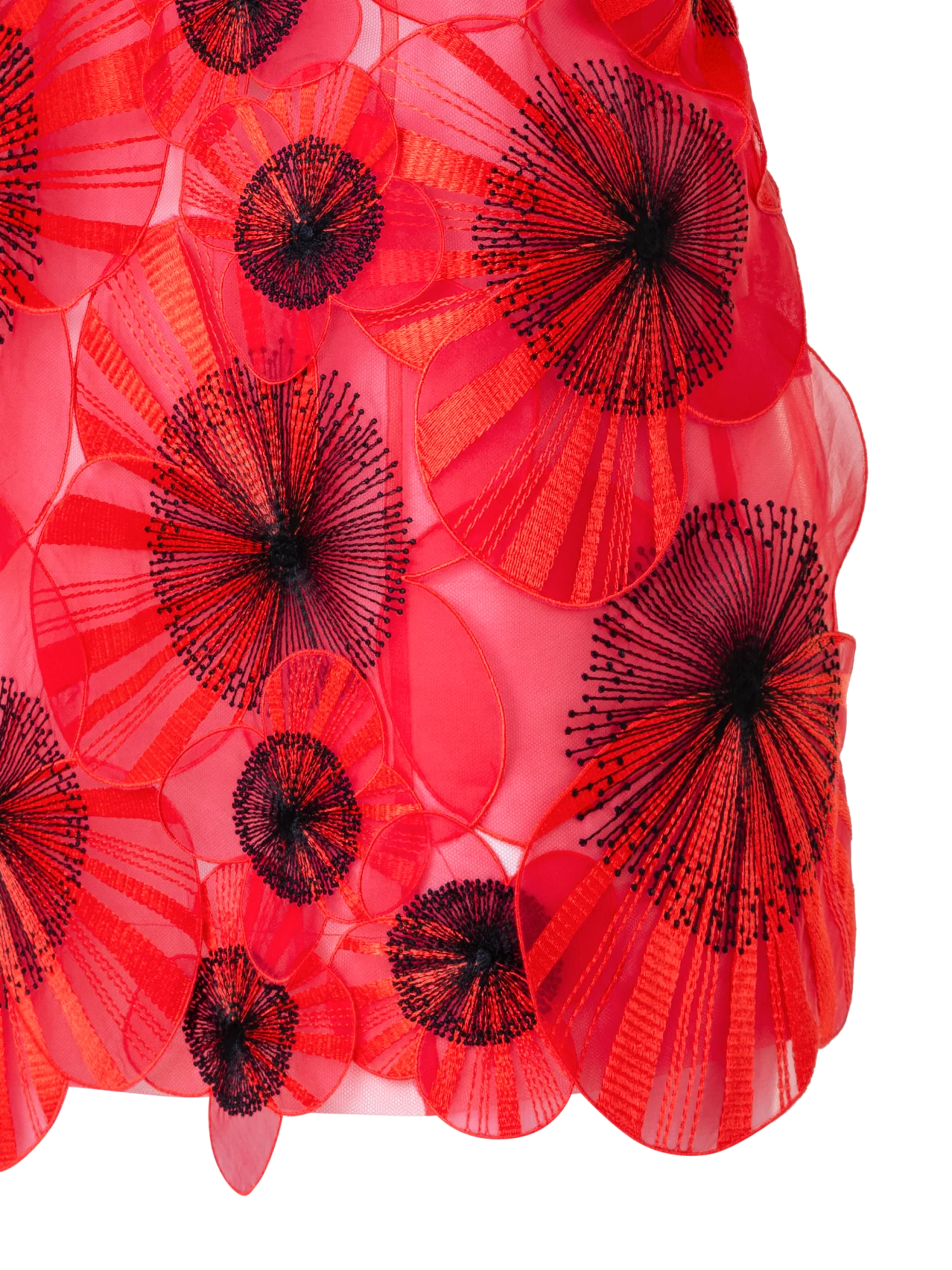 Short Open Back Dress with Poppy Embroidery - Image 6