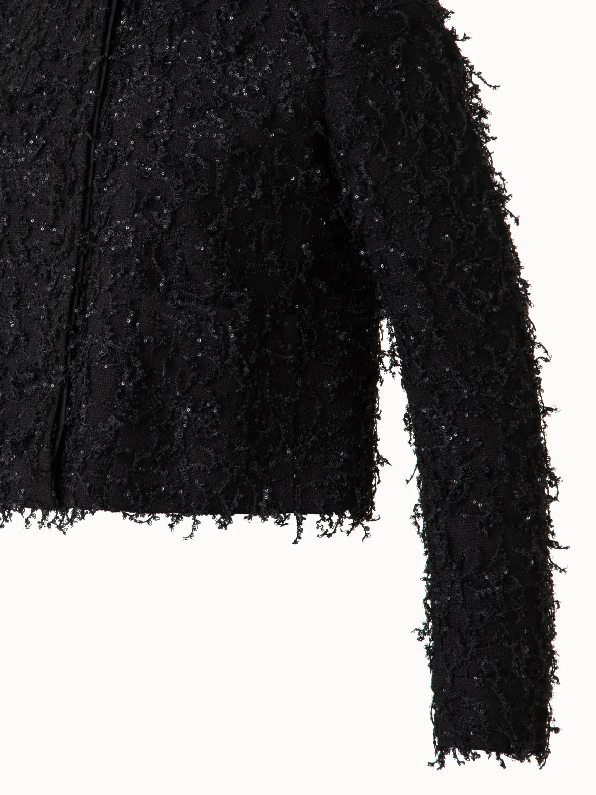 Short Jacket with Micro Sequins Fringed Bouclé - Image 8