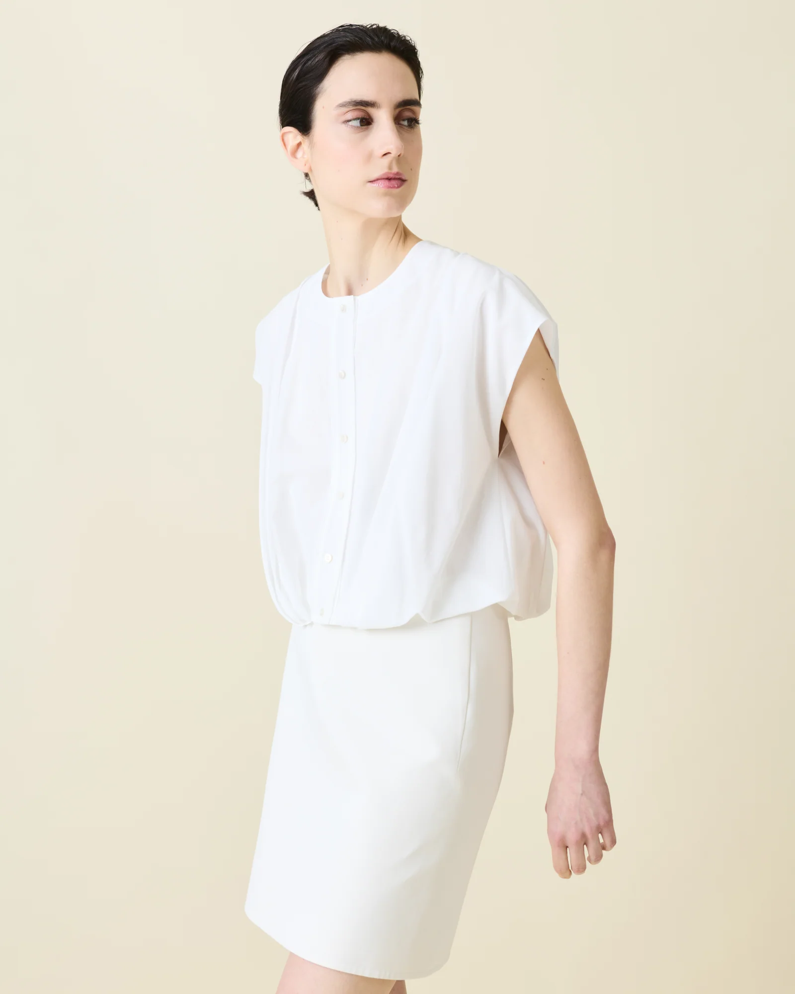 Short Pencil Skirt in Cotton Double-Face - Image 5