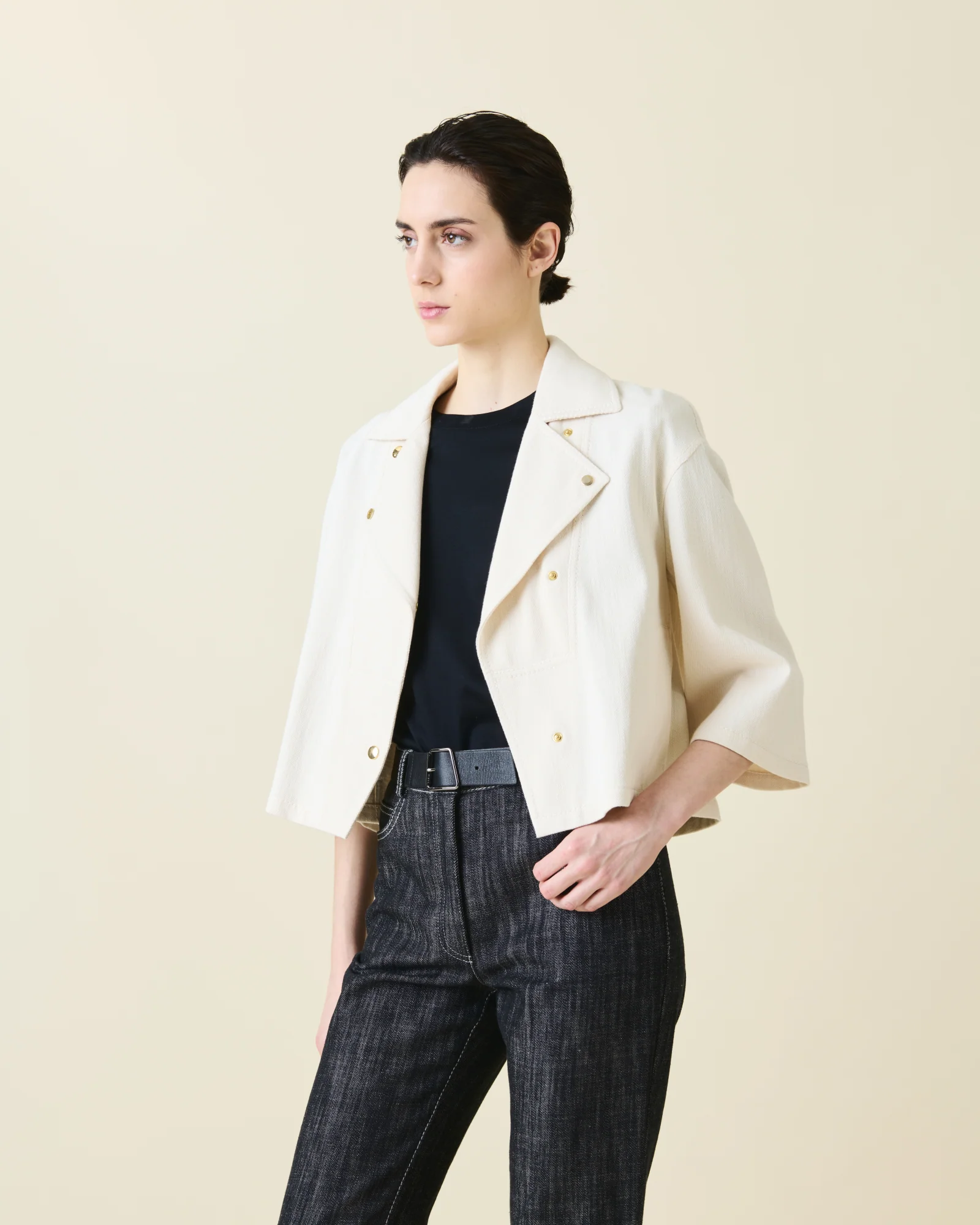 Short Sleeved Denim Biker Jacket - Image 2