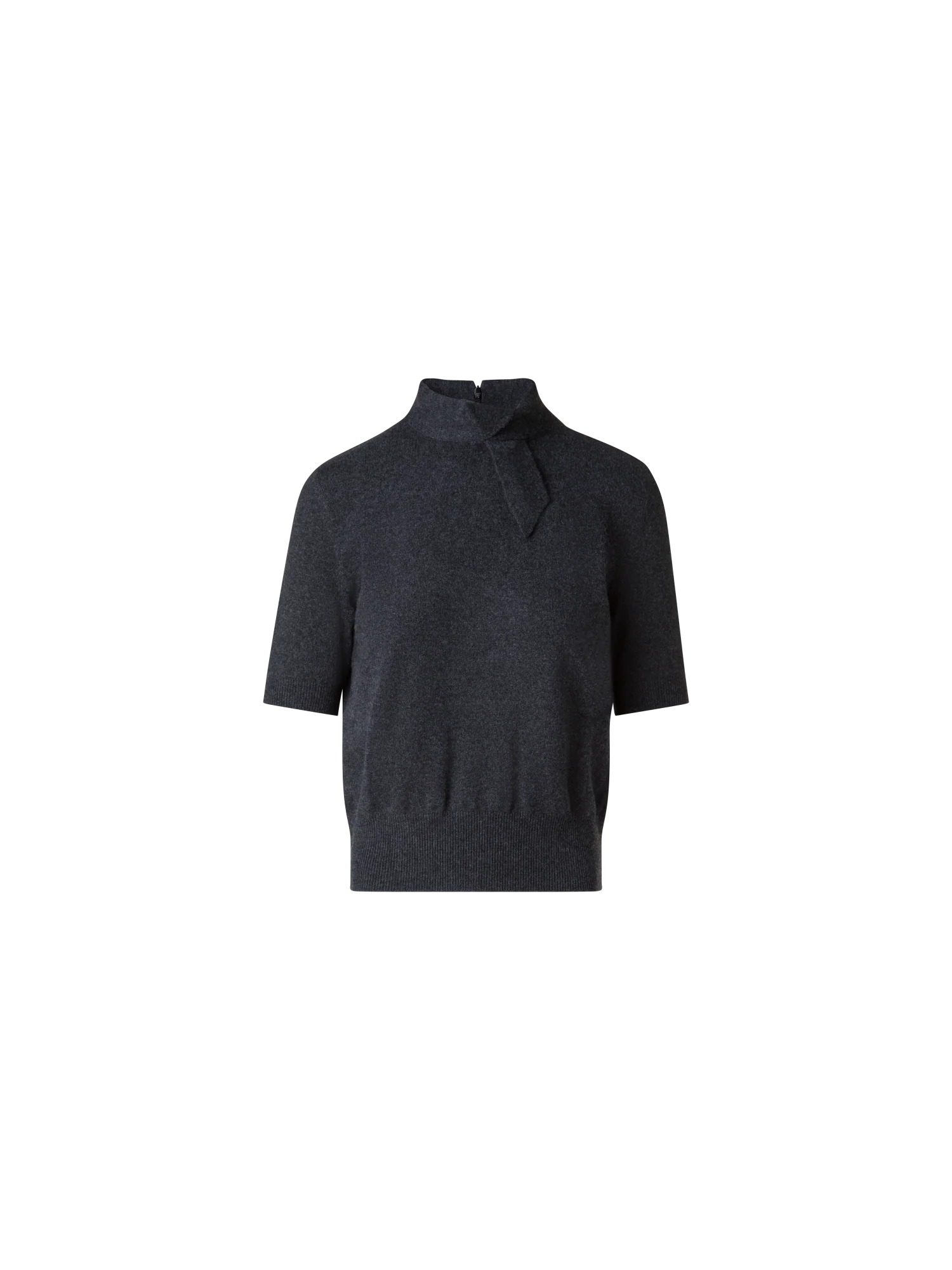 Short Sleeve Cashmere Sweater with Knot Detail