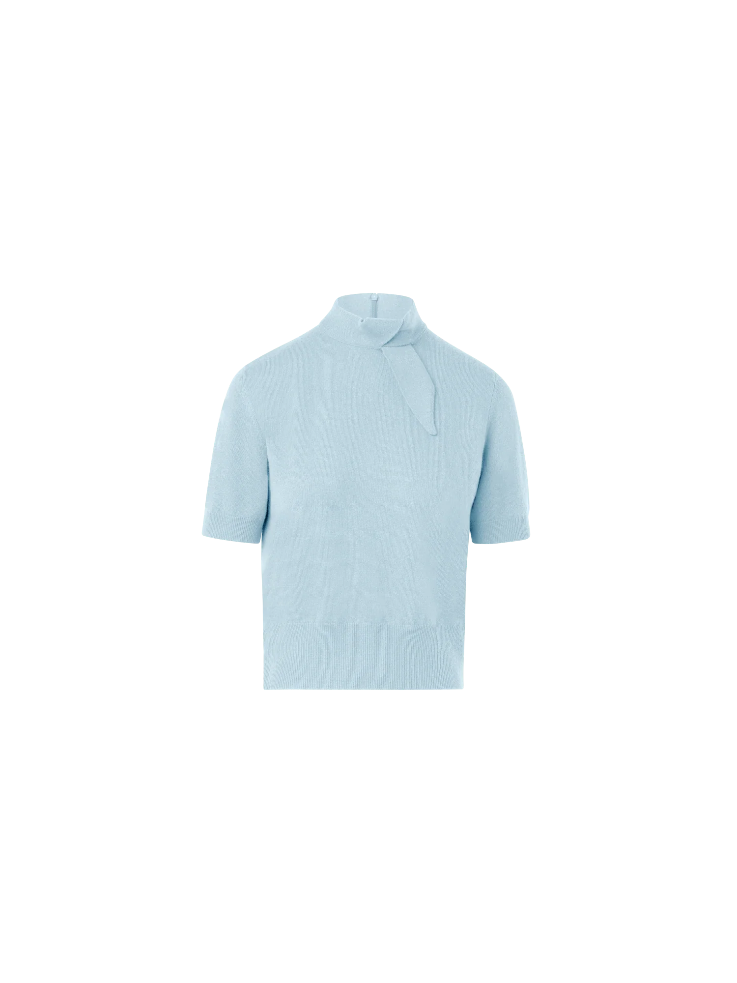 Short Sleeve Cashmere Sweater with Knot Detail