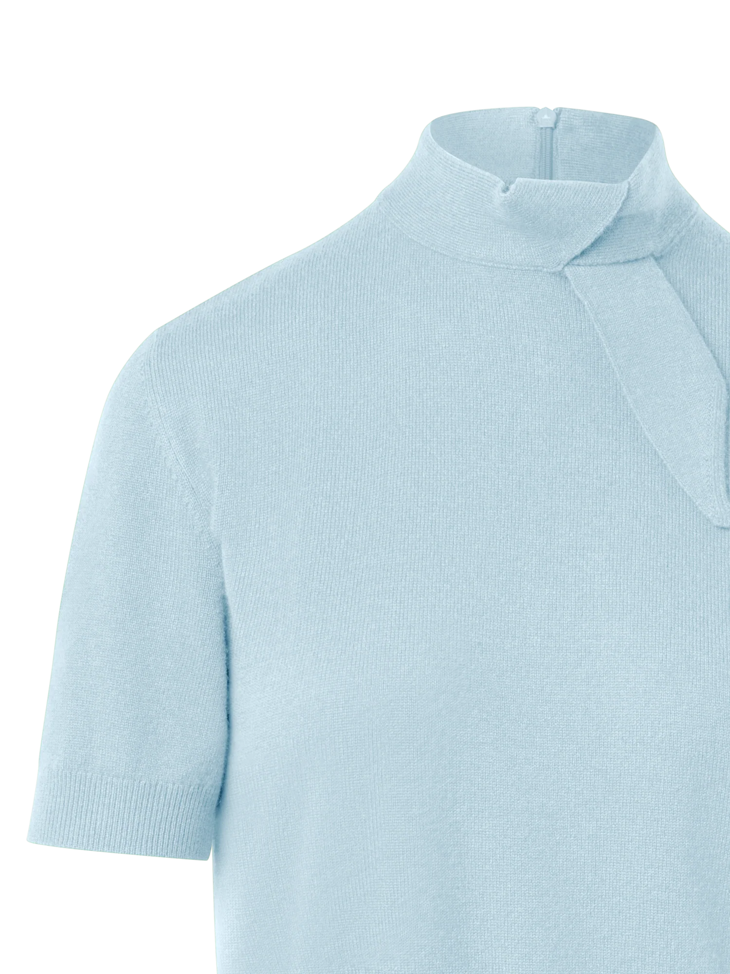 Short Sleeve Cashmere Sweater with Knot Detail - Image 4
