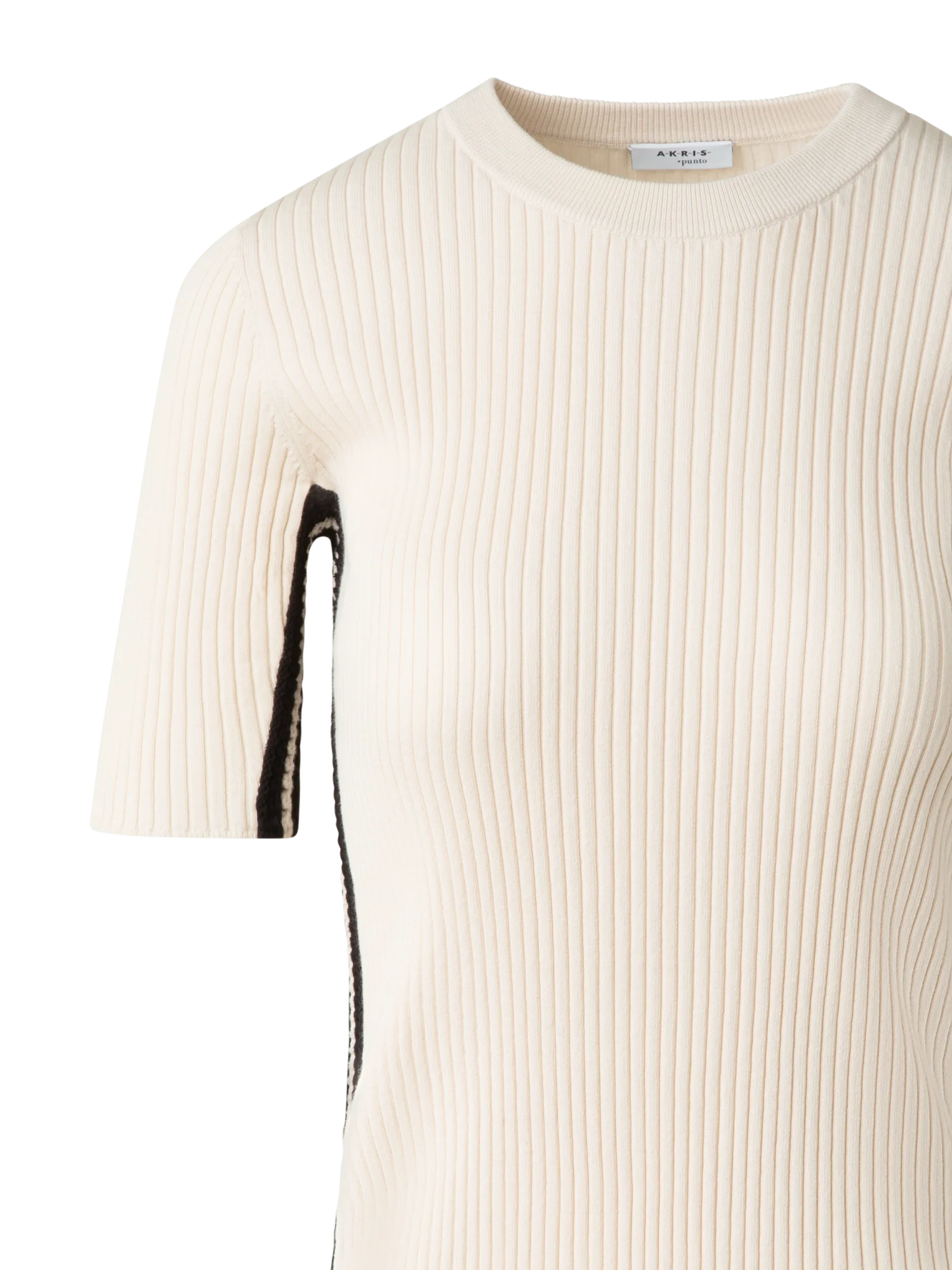 Short Sleeves Sweater with Contrast Stripes - Image 4