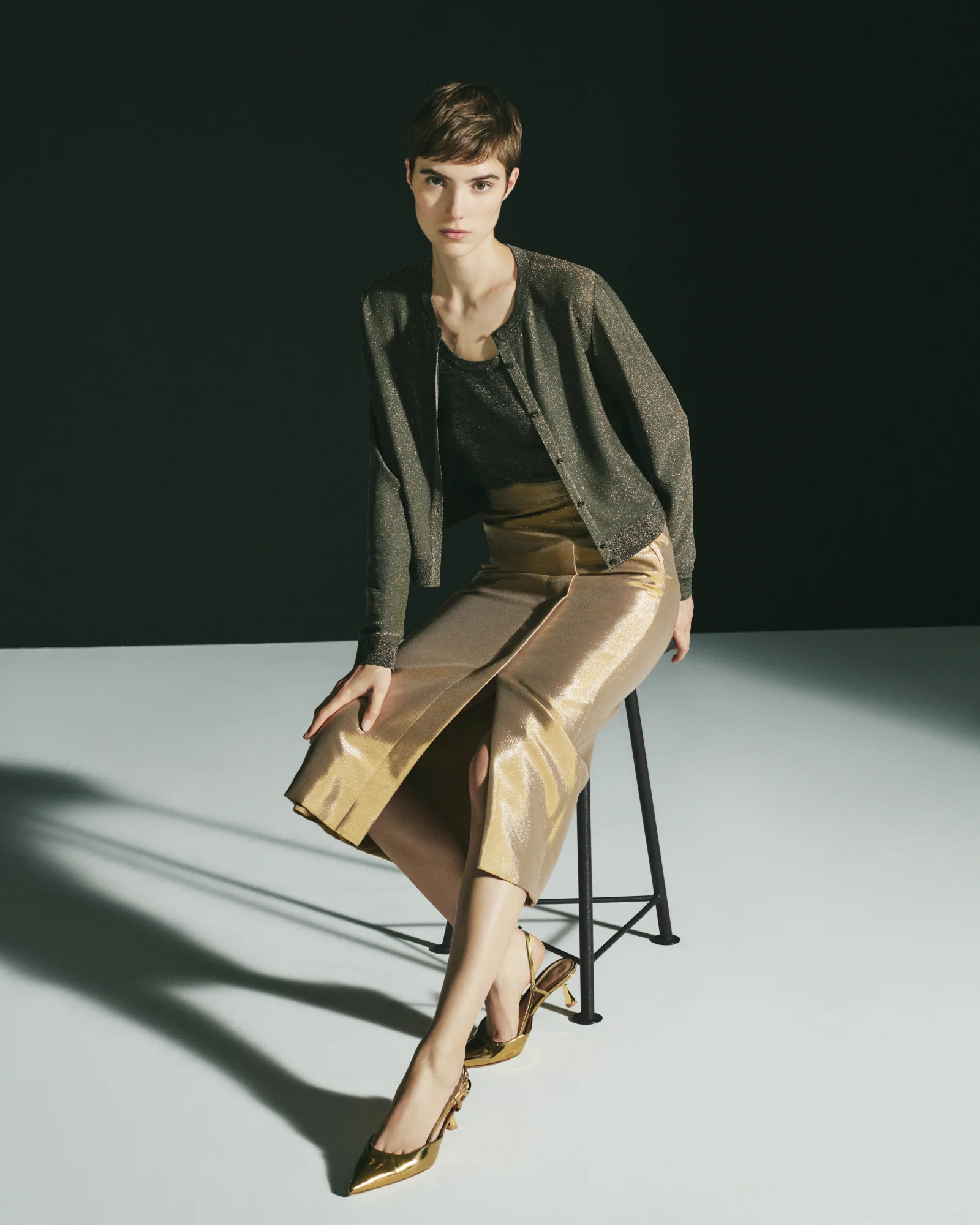 Silk Cardigan with Golden Lurex - Image 2