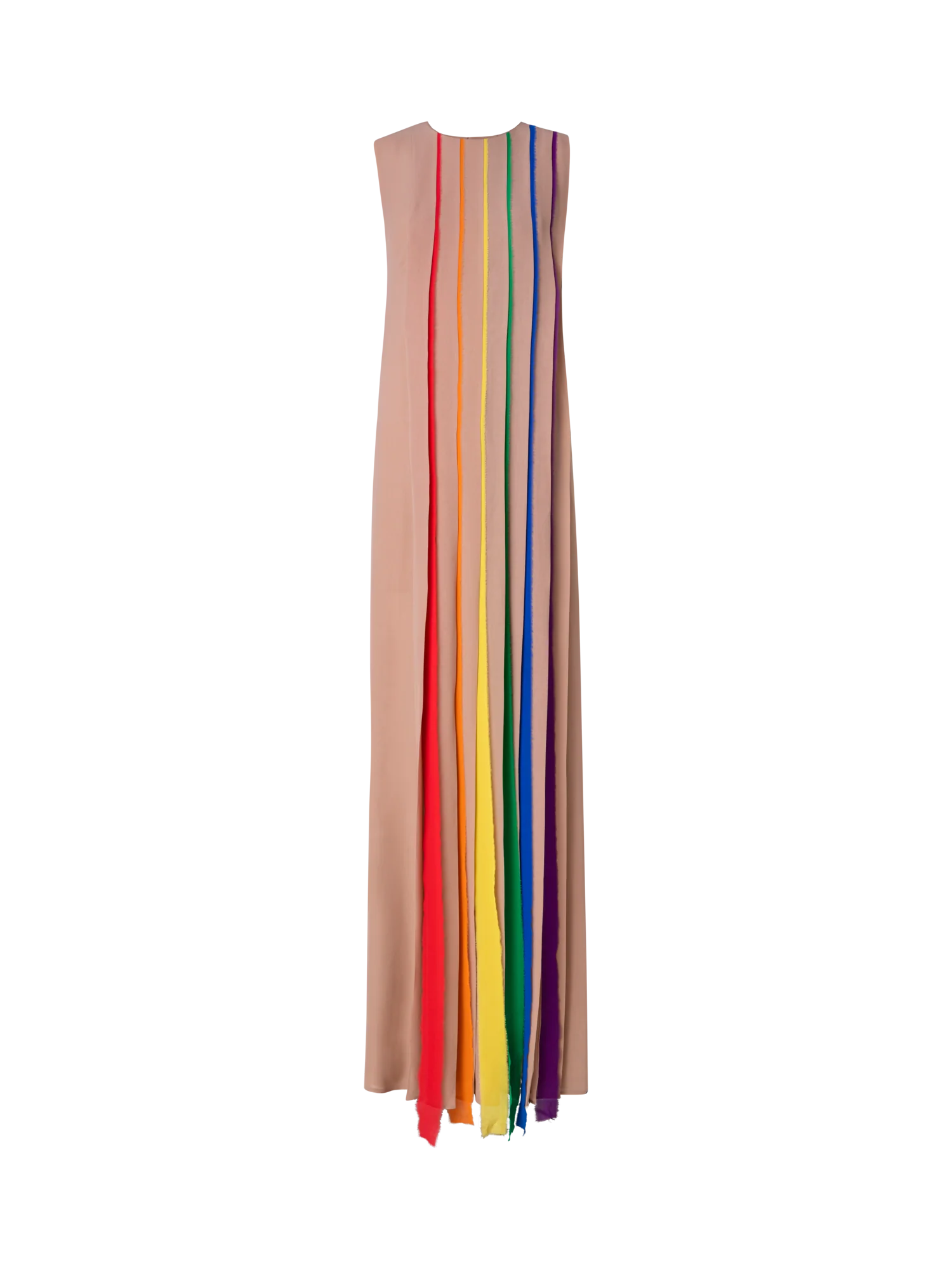 Silk Georgette Gown with Multicolor Pleats