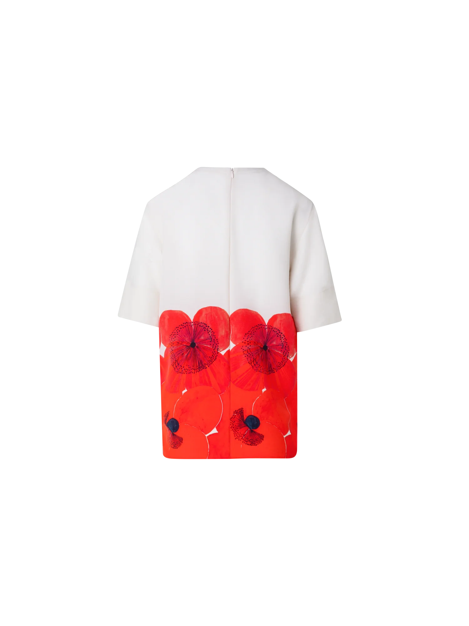 Silk T-Shirt Blouse with Poppy Print - Image 2