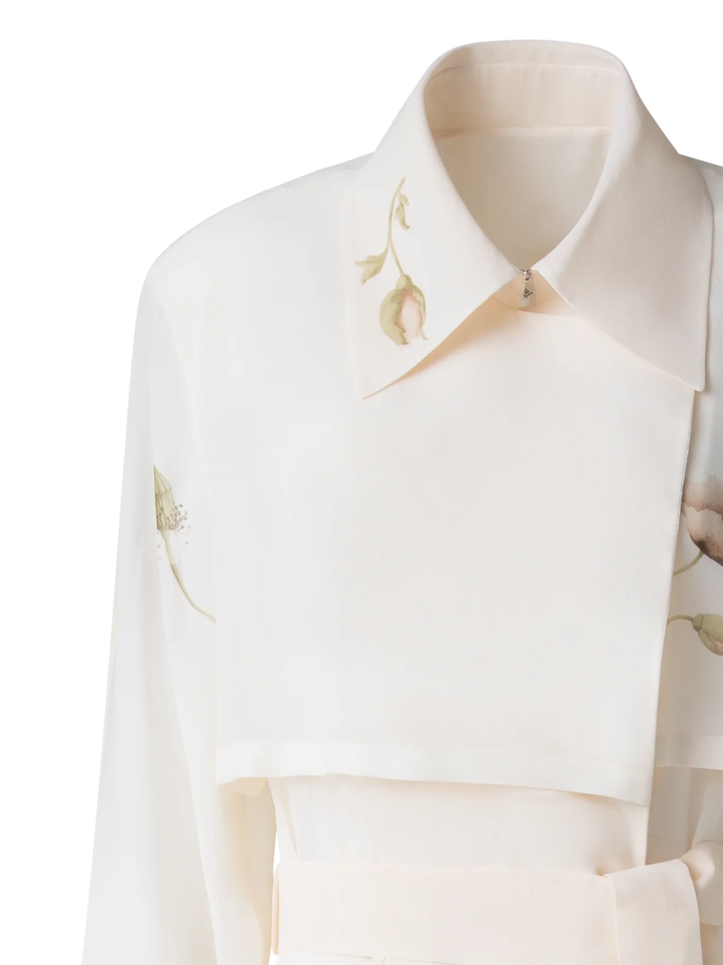 Silk Trench Coat with Anemone Print - Image 6