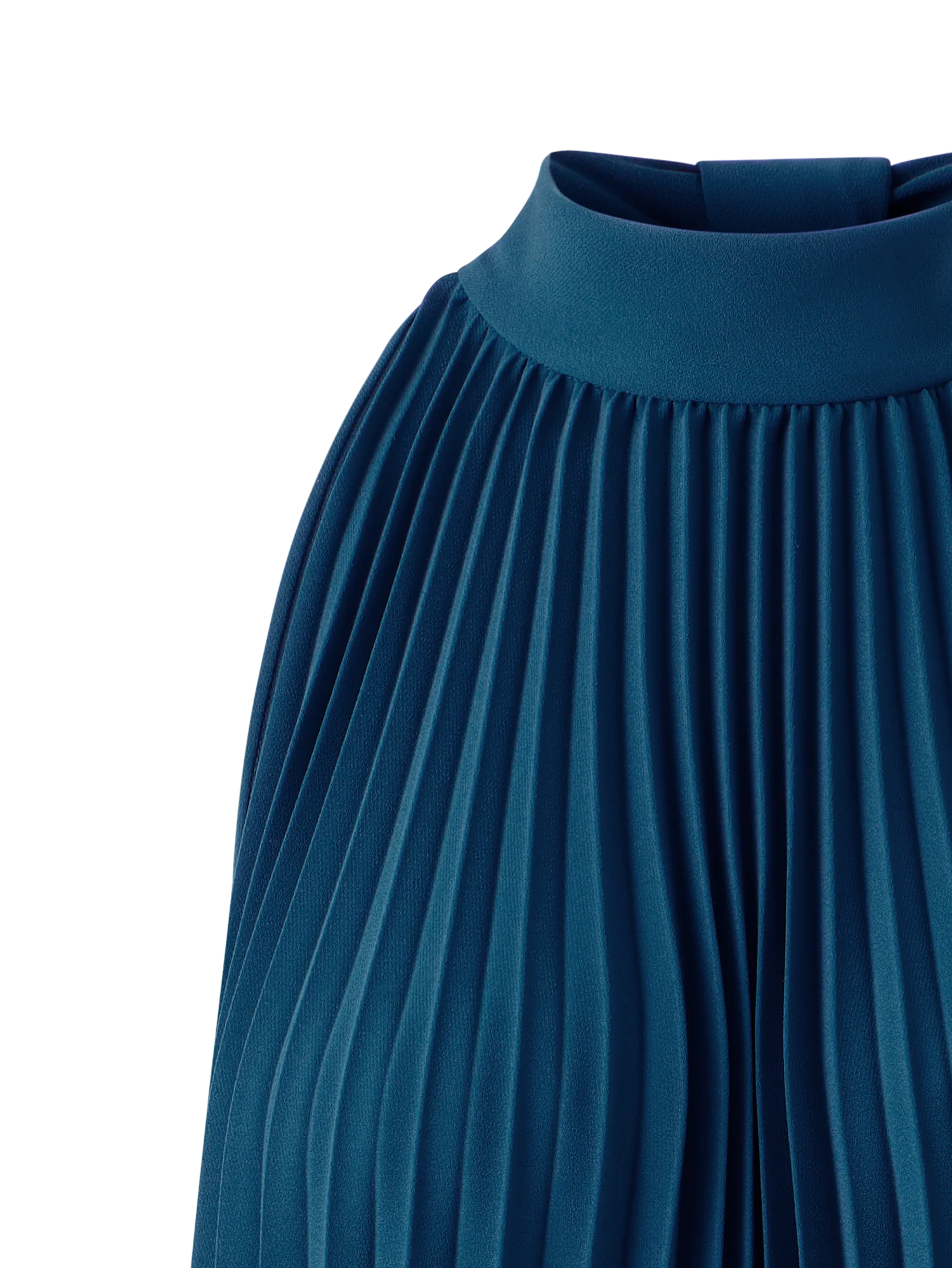 A-Line Plissé Halter Midi Dress - Image 2