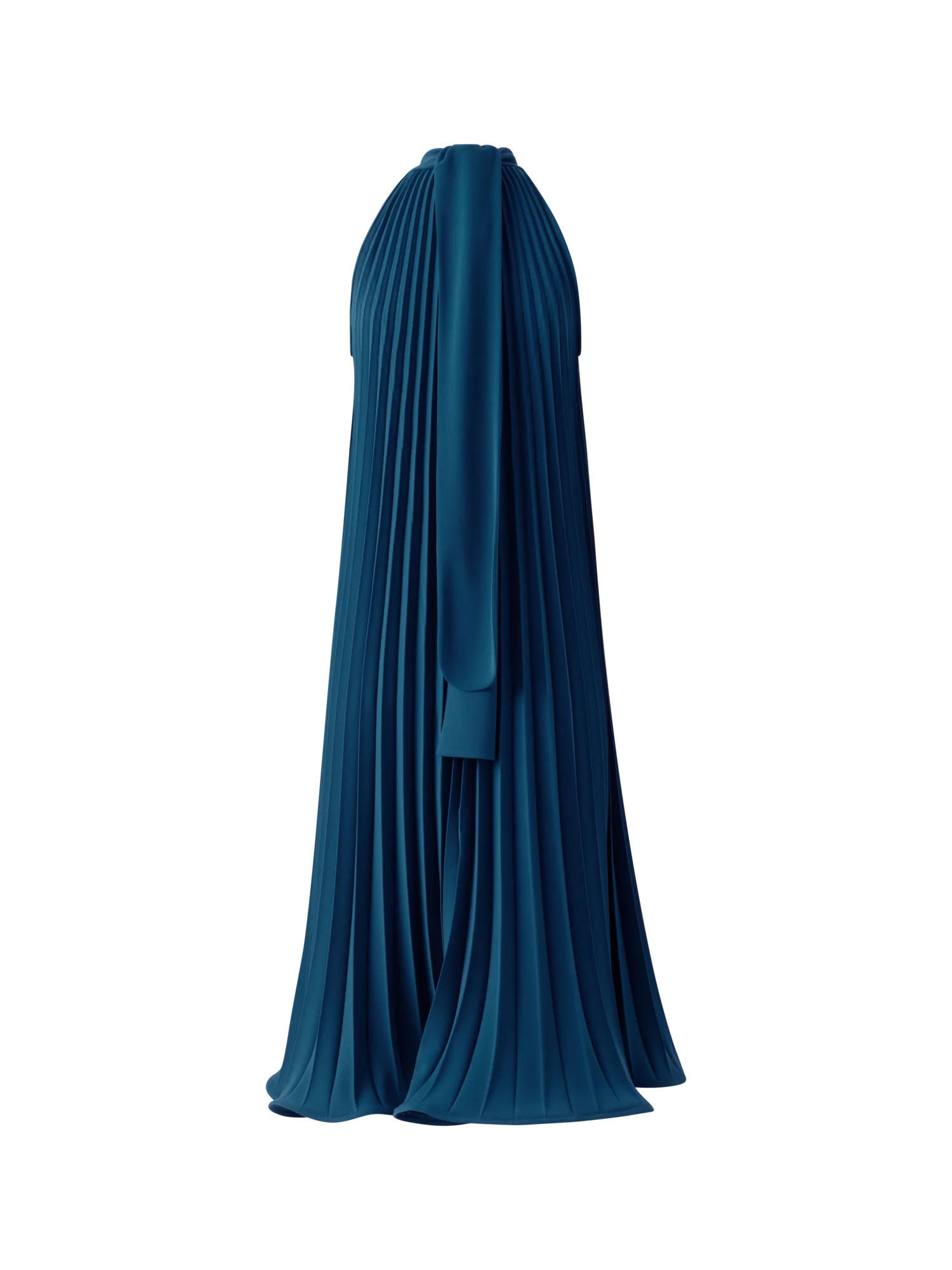A-Line Plissé Halter Midi Dress - Image 5