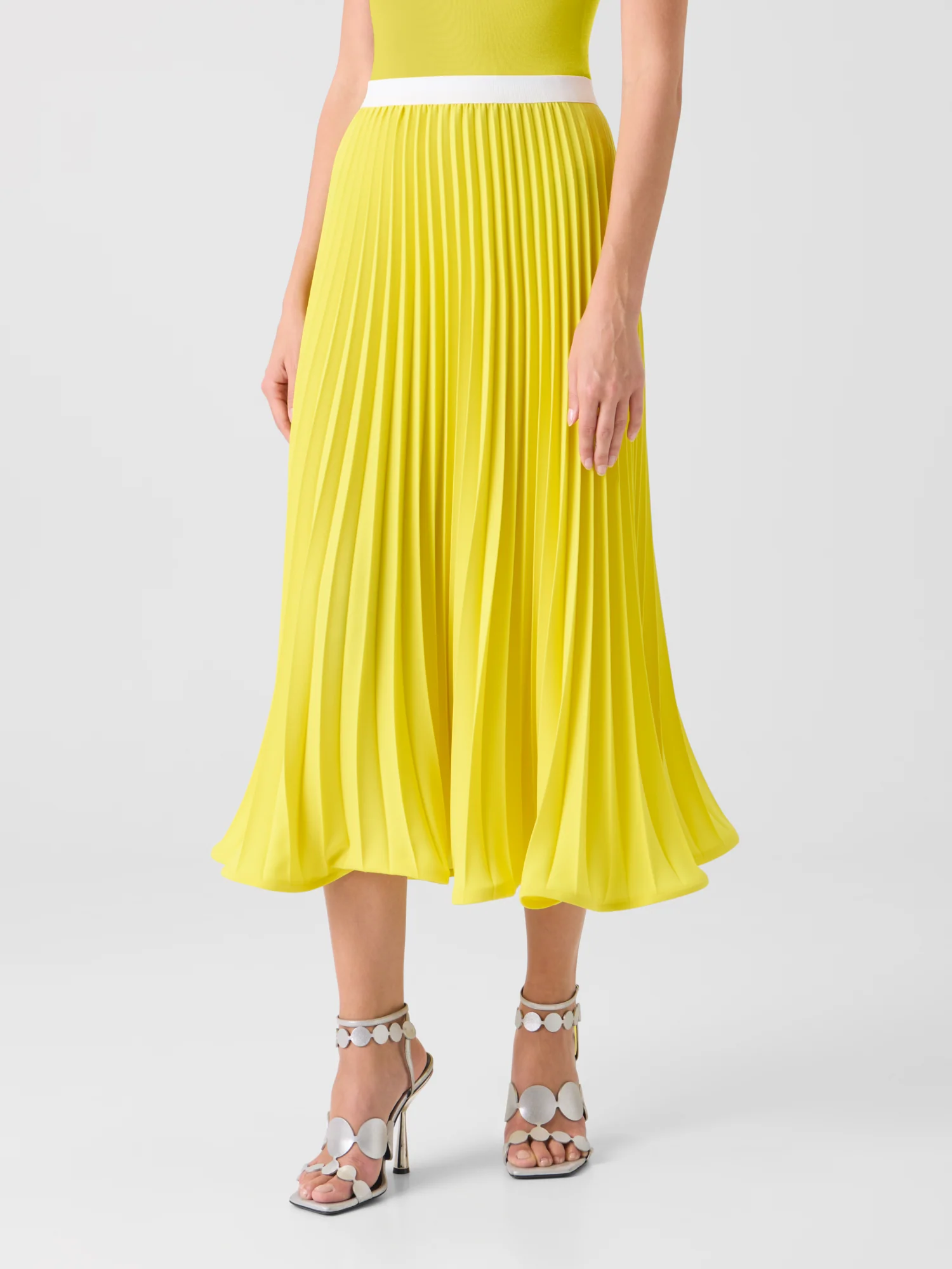 A-Line Plissé Pleated Midi Skirt - Image 3