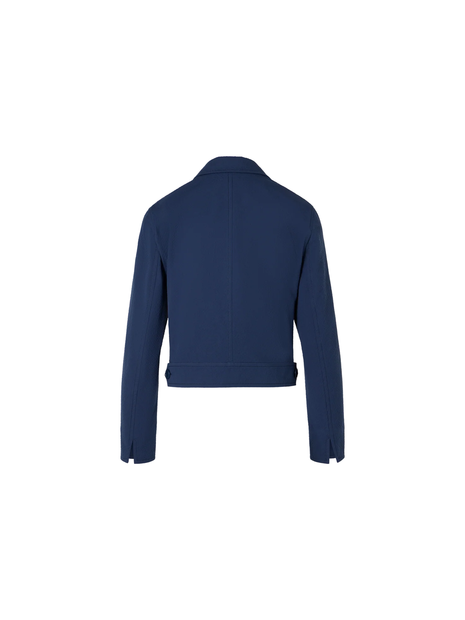 Boxy Cotton Stretch Seersucker Lapel Jacket - Image 4
