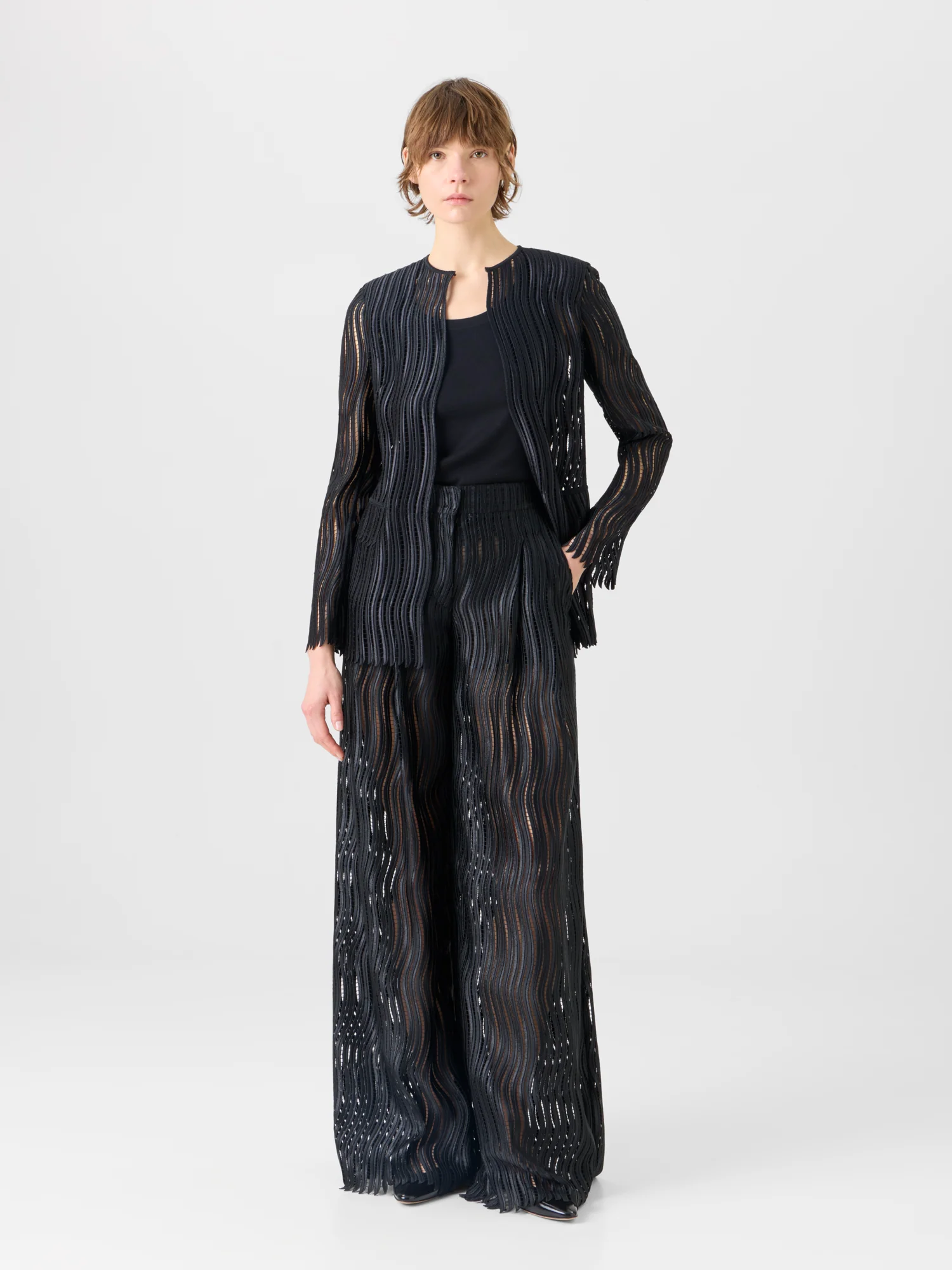 Cassie Wide Pants in Wave Guipure - Image 2