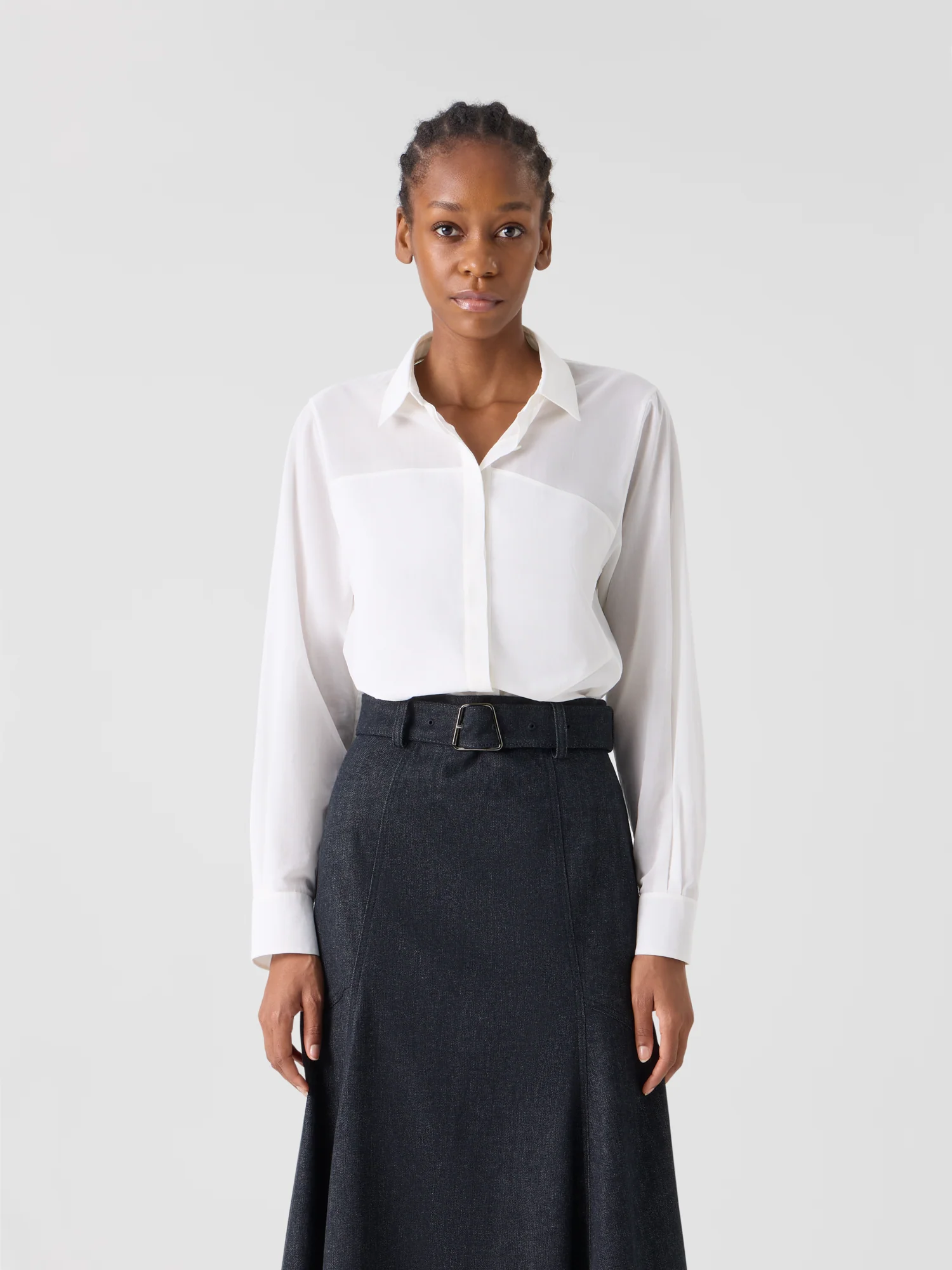 Cotton Blouse with Polygon Inset - Image 2