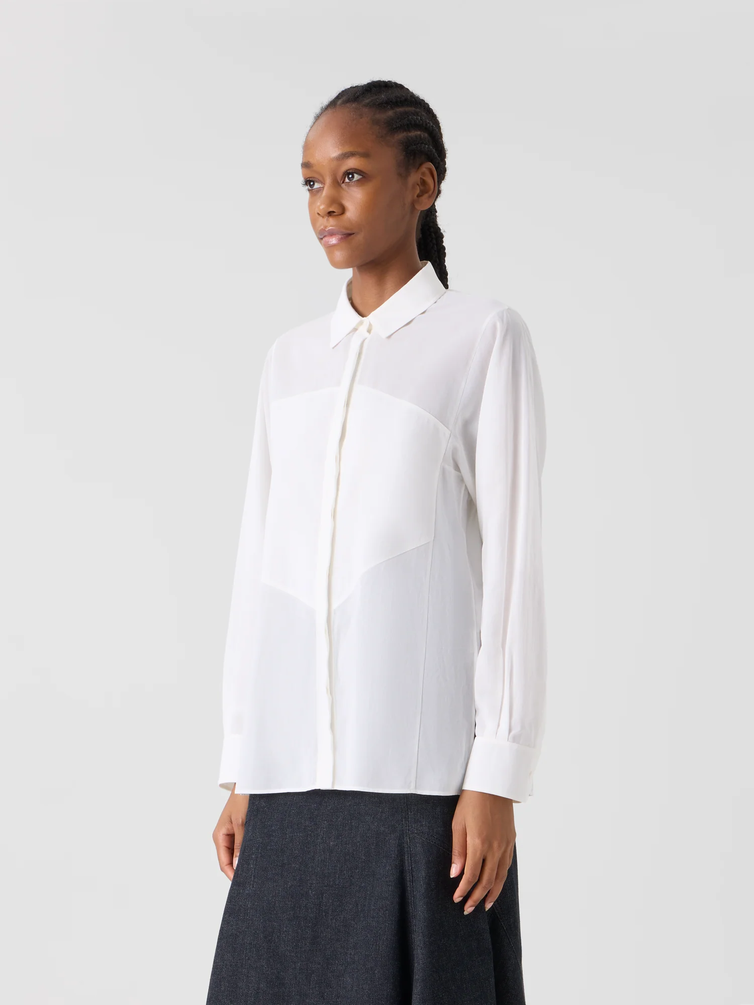 Cotton Blouse with Polygon Inset - Image 4