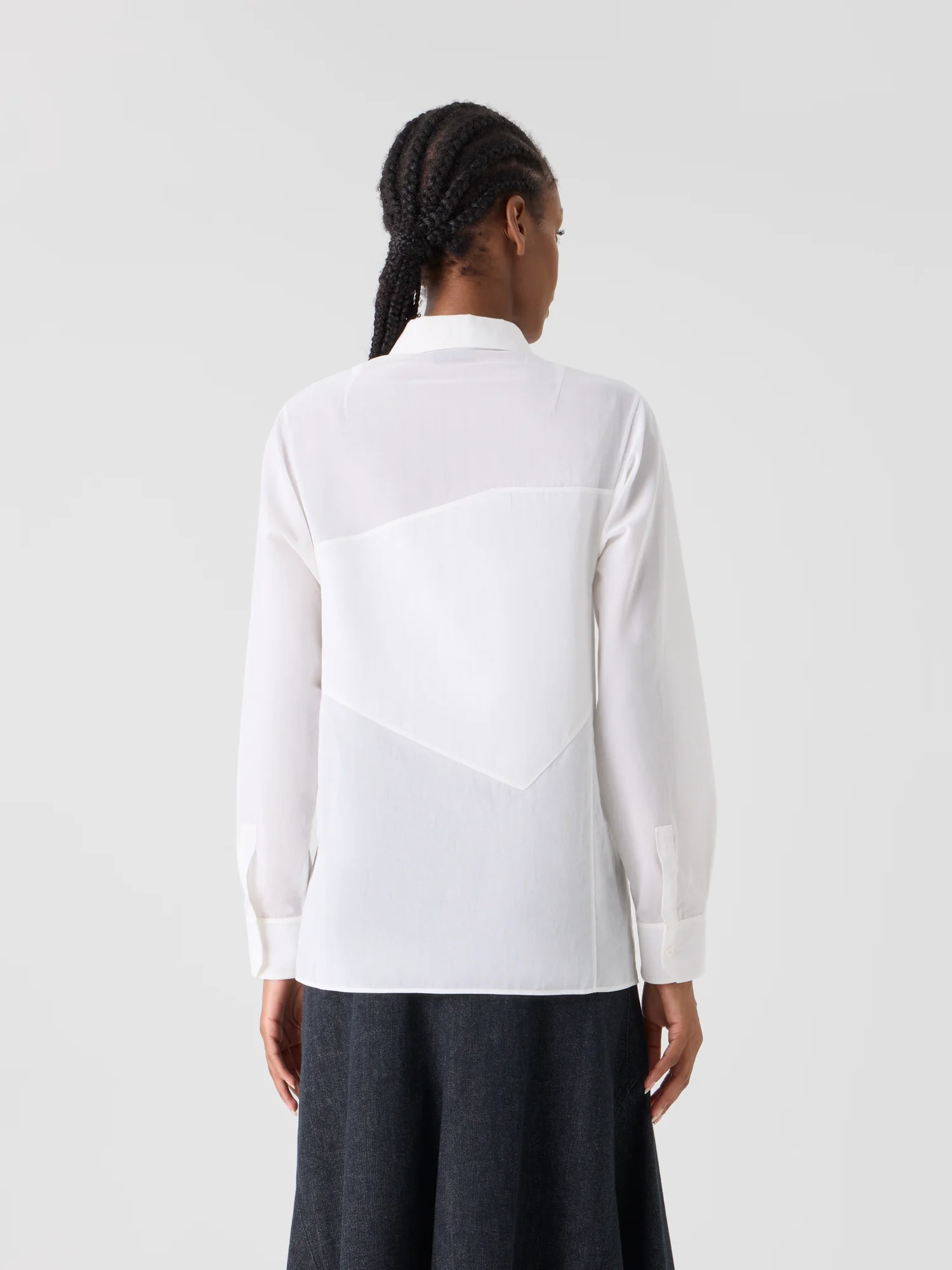 Cotton Blouse with Polygon Inset - Image 5