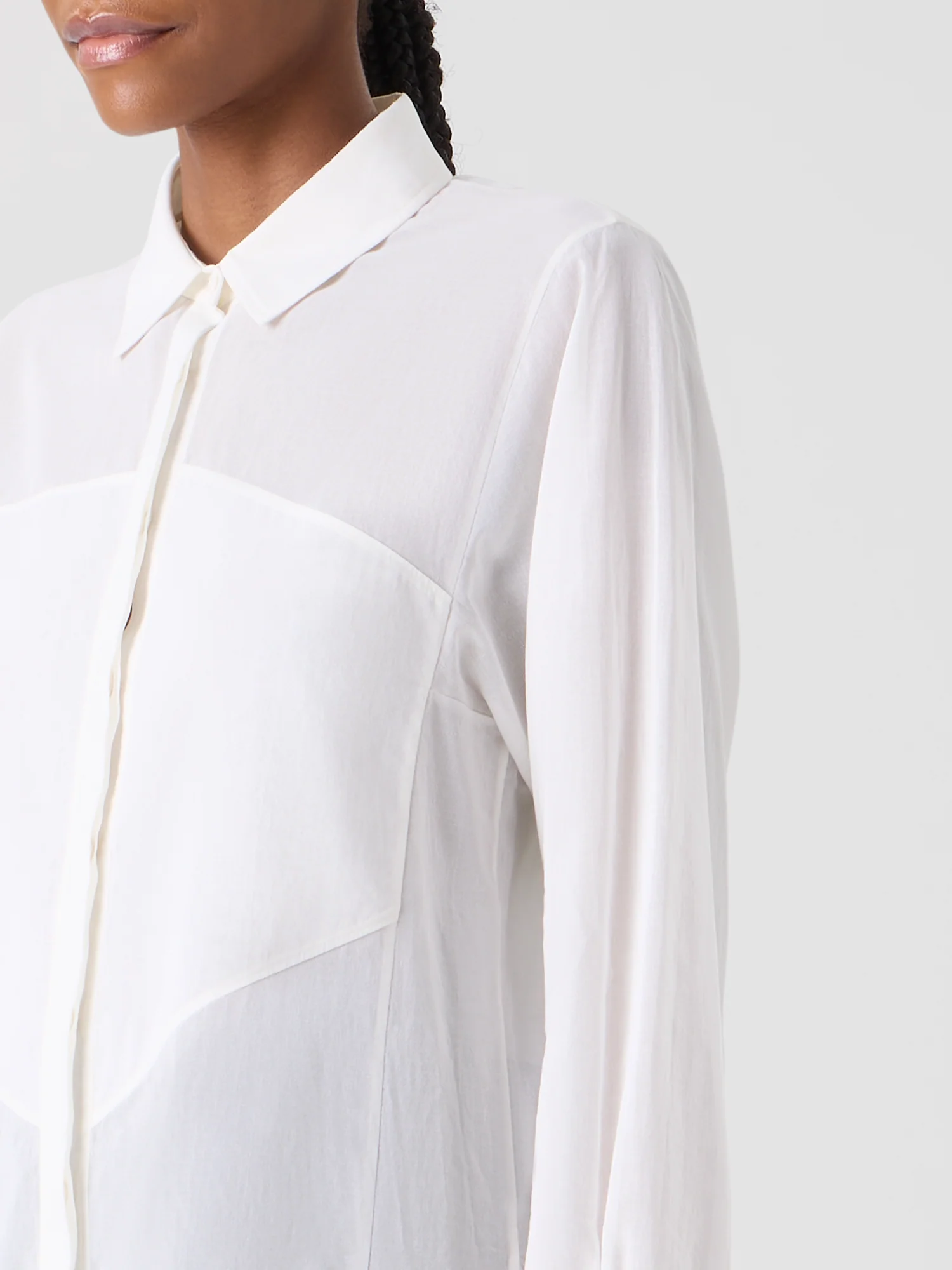 Cotton Blouse with Polygon Inset - Image 8