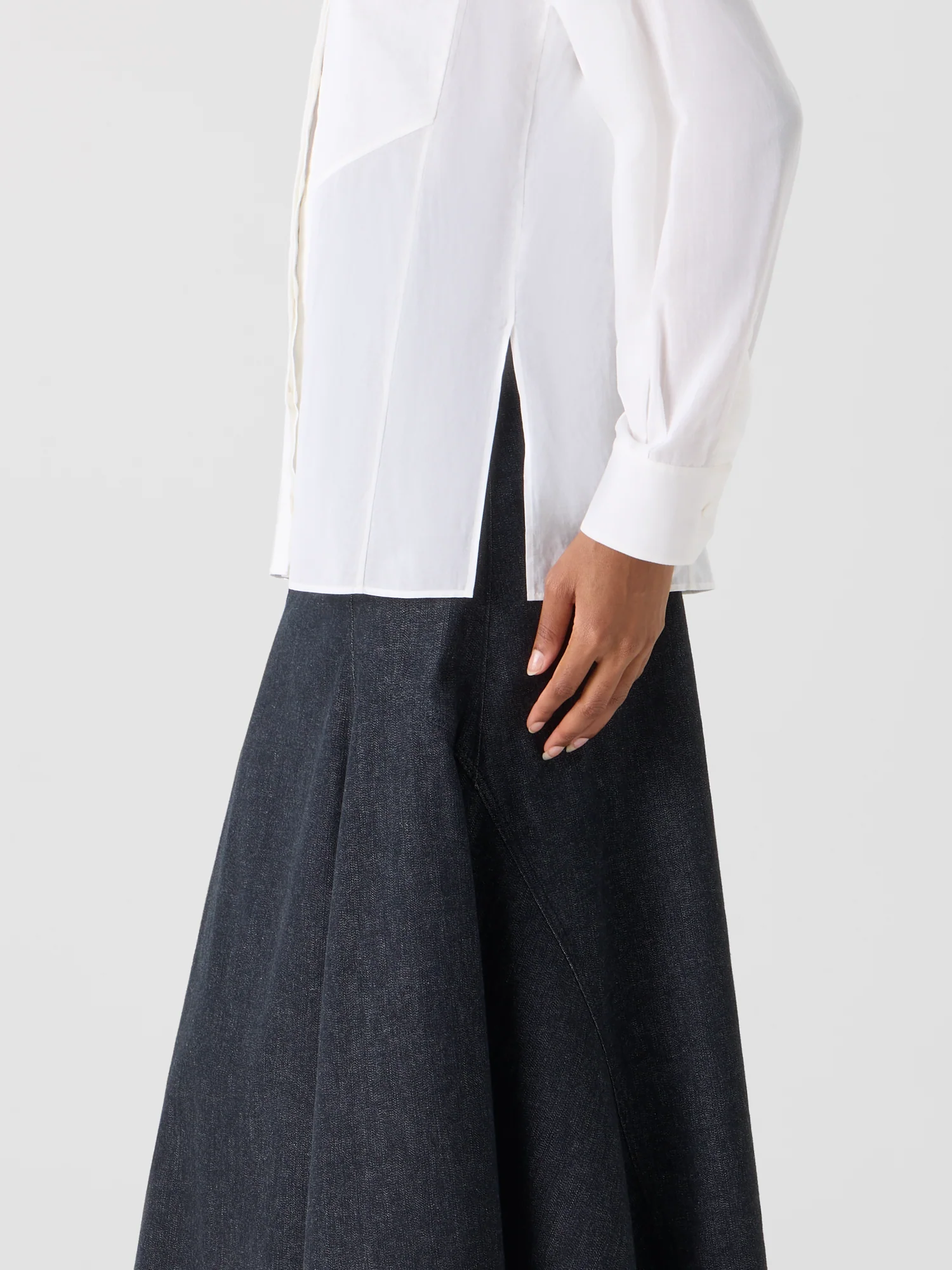 Cotton Blouse with Polygon Inset - Image 9