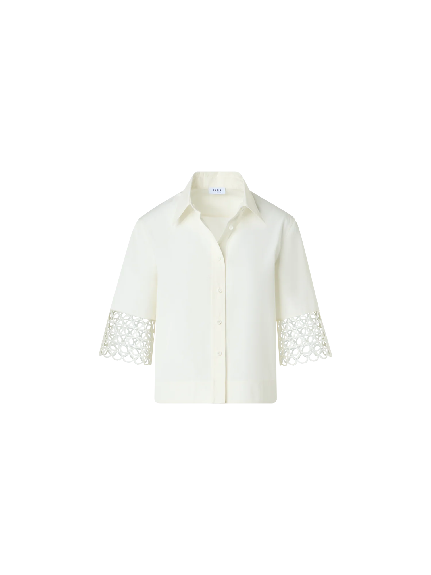 Cotton Boxy Blouse with Eyelet Guipure - Image 2