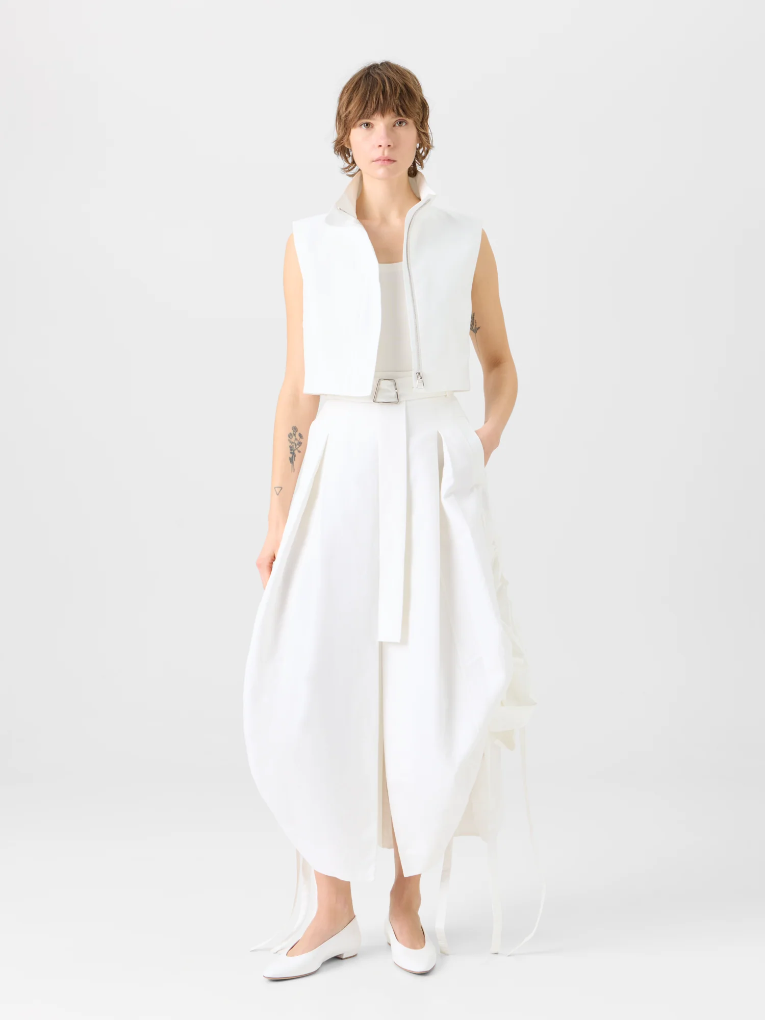 Cotton Midi Skirt with Drawstrings - Image 3