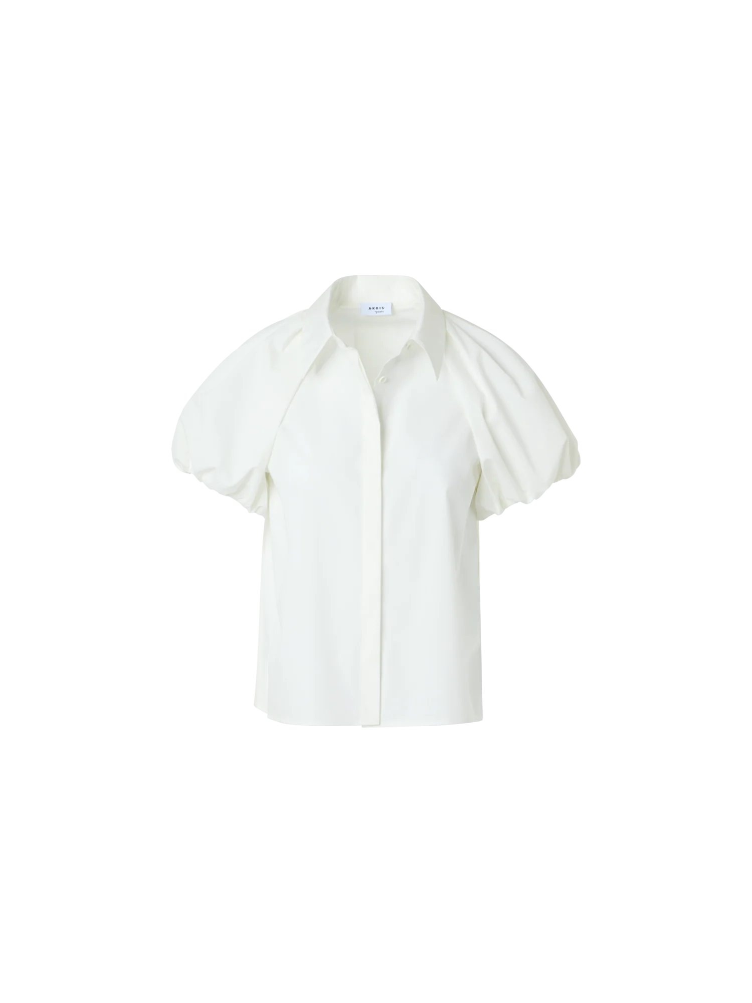 Cotton Poplin Blouse with Bubble Sleeves