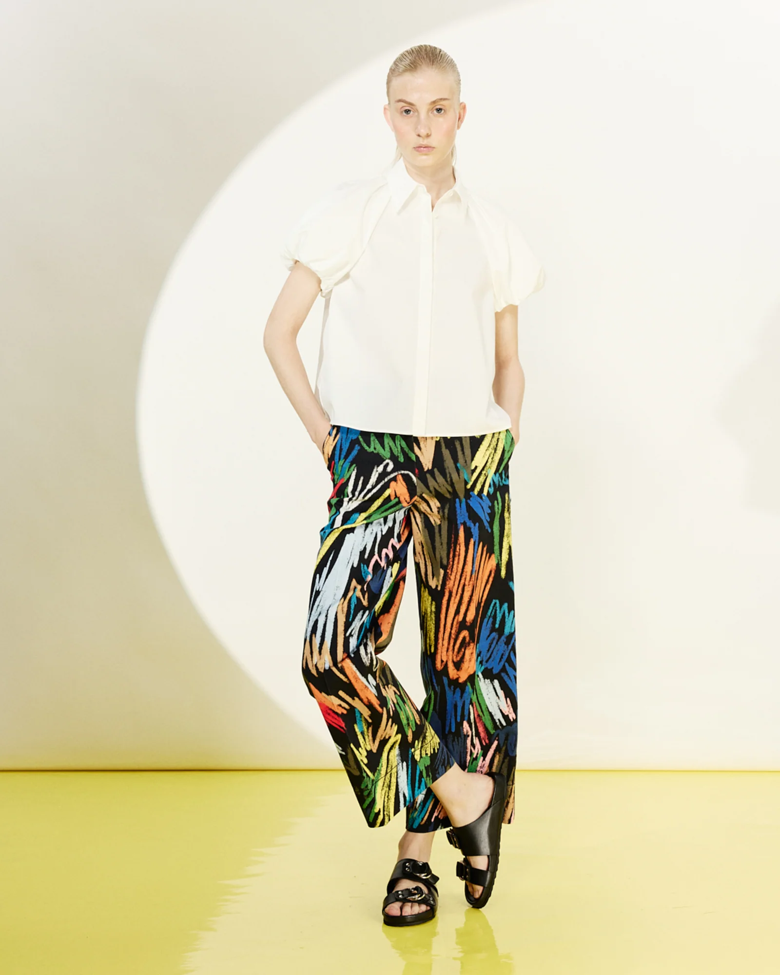 Cotton Poplin Blouse with Bubble Sleeves - Image 2