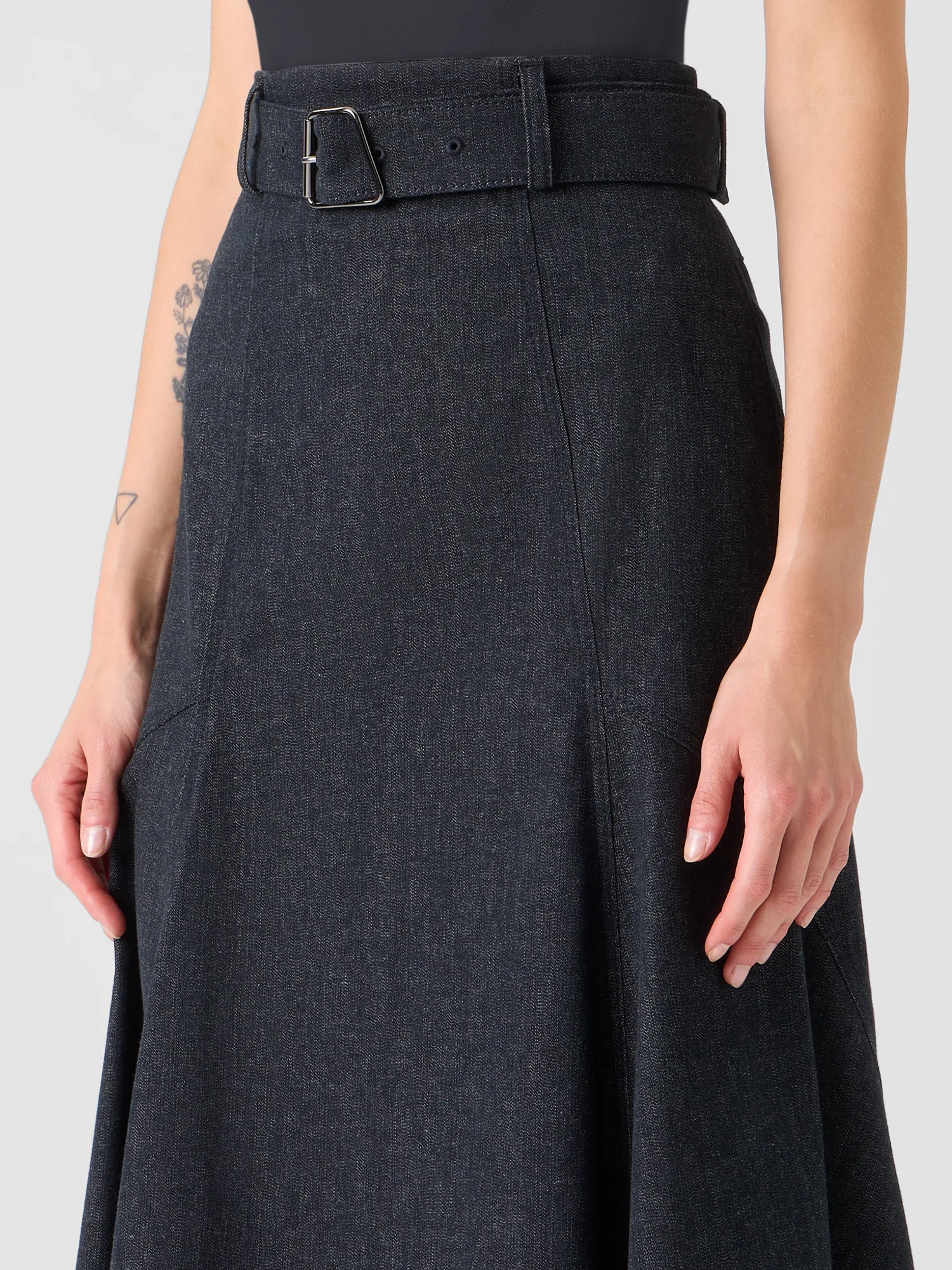 Denim A-line Midi Skirt - Image 4