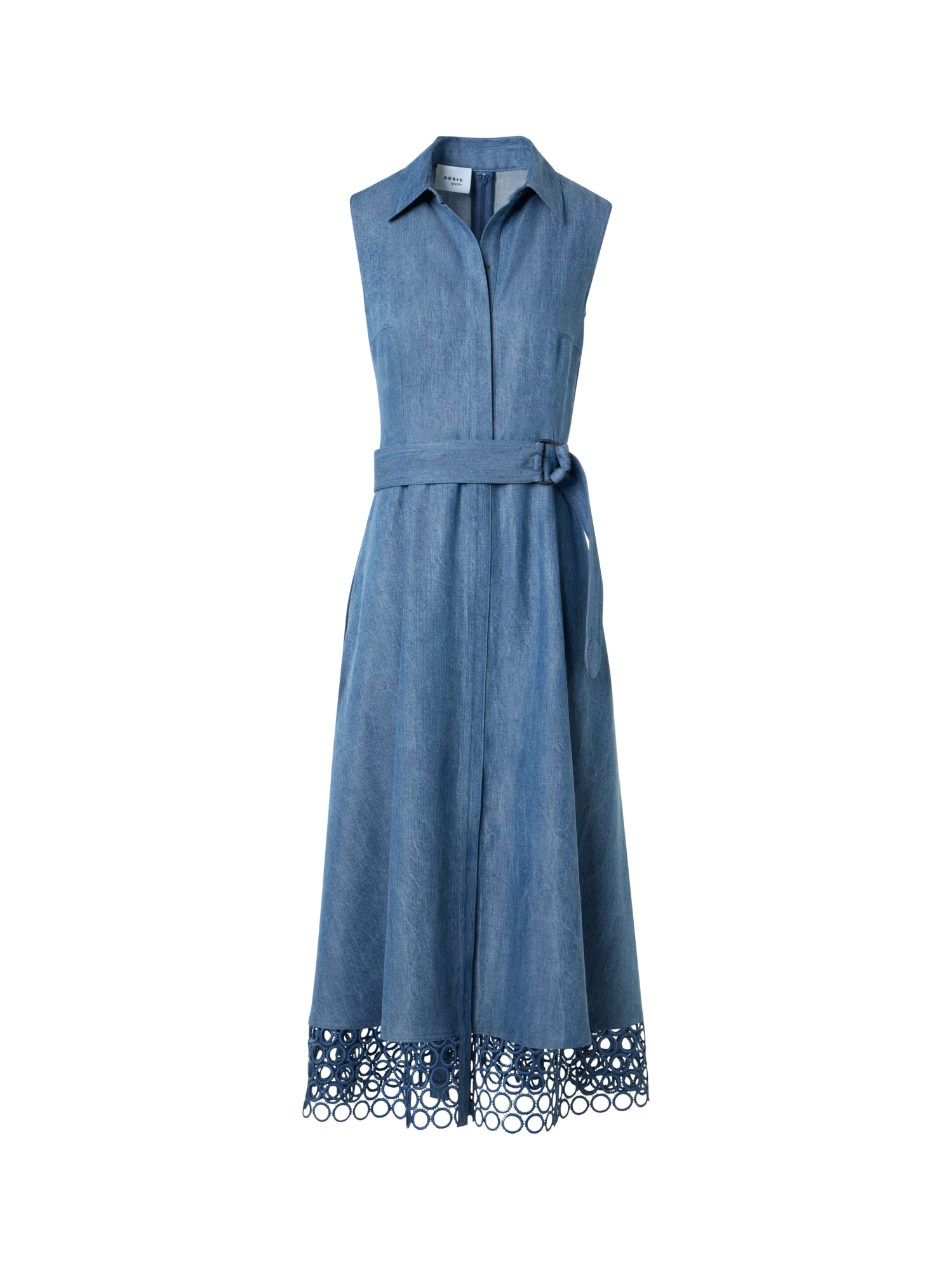 Denim Shirt Dress with Eyelet Guipure