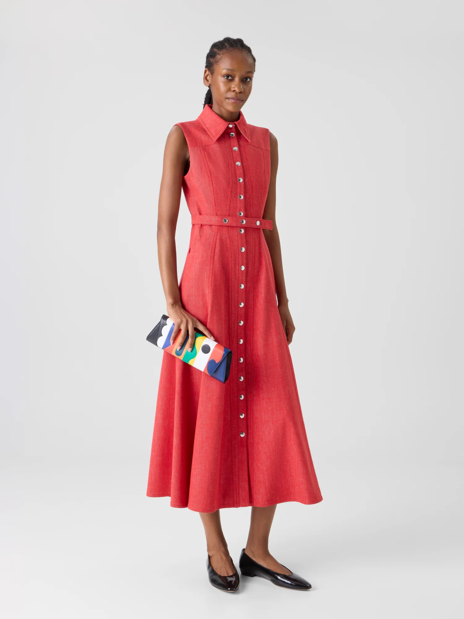 Fit and Flare Denim Midi Dress - Image 5