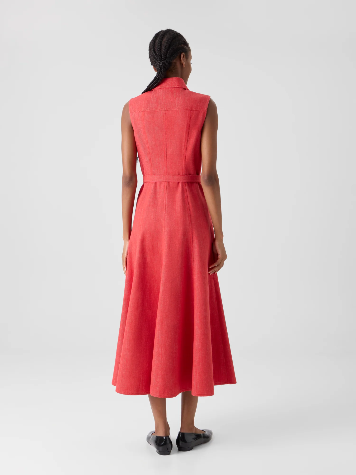 Fit and Flare Denim Midi Dress - Image 7