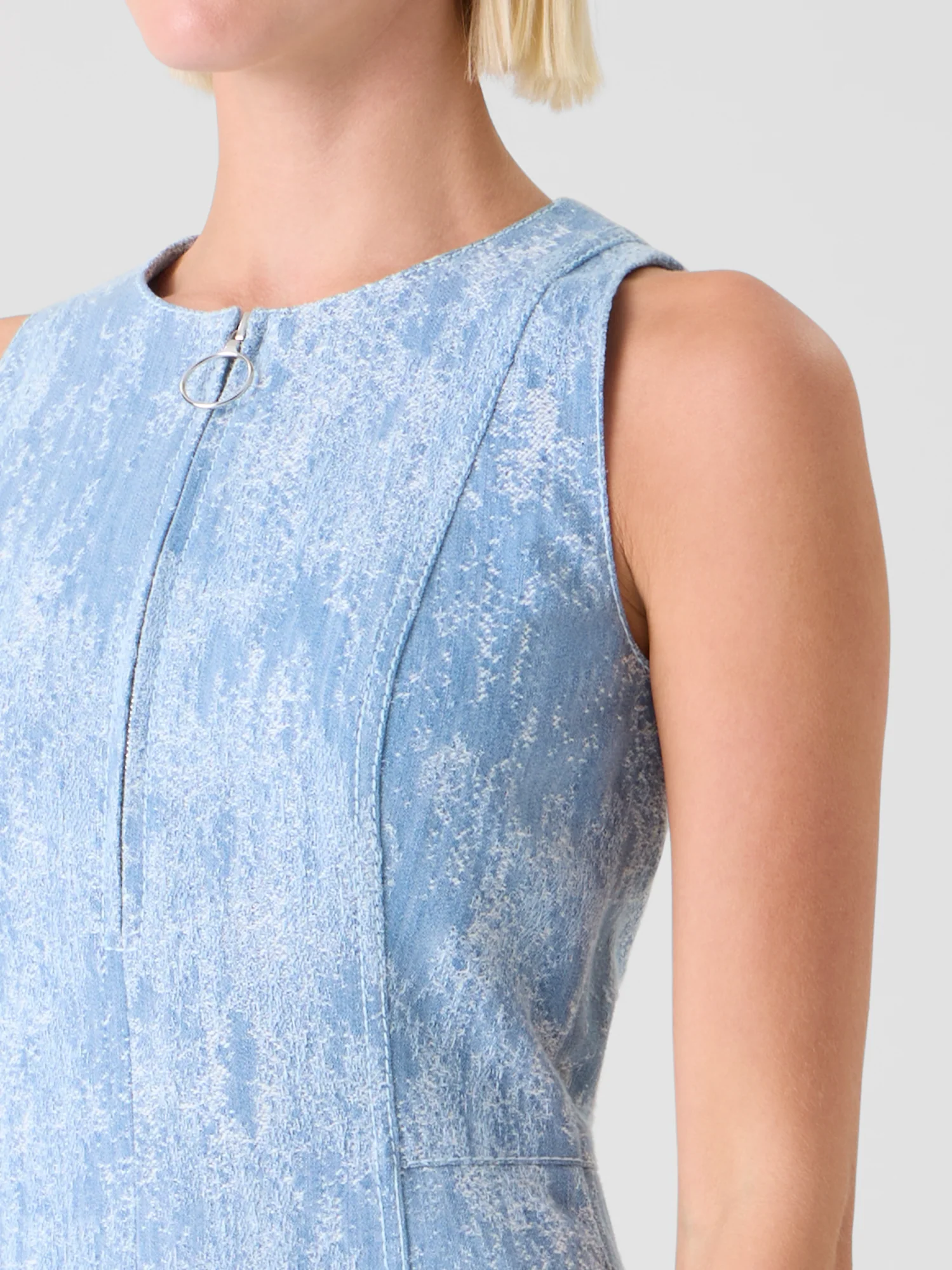Fit-and-Flare Jacquard Denim Midi Dress - Image 3