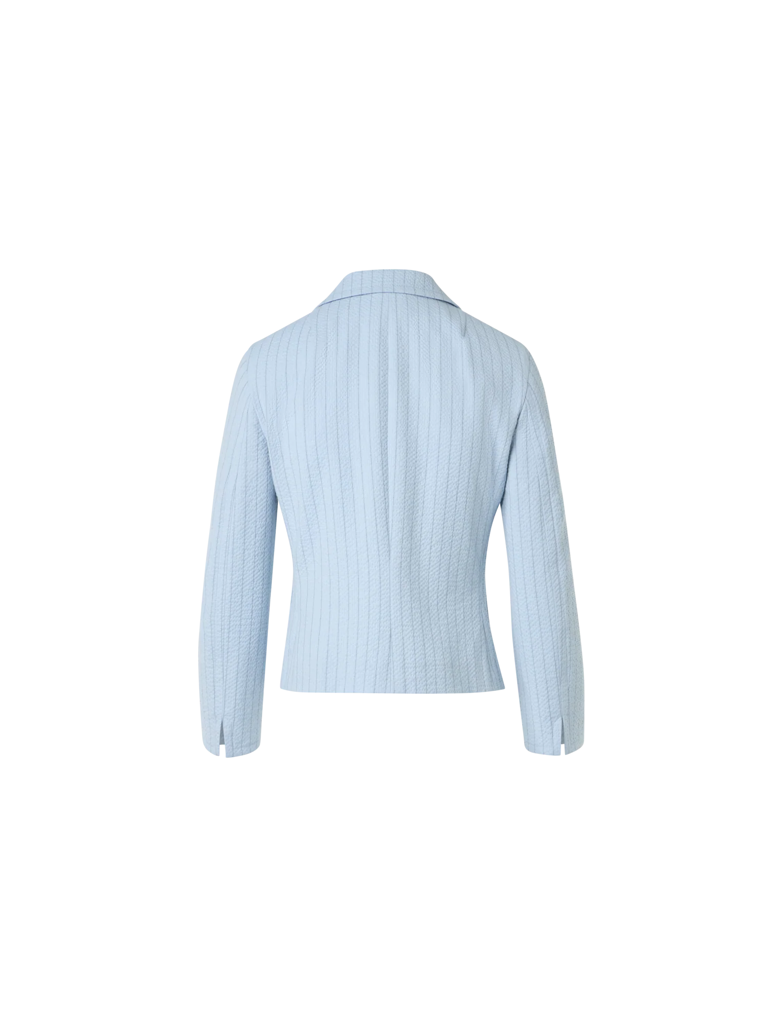 Fitted Cotton Stripe Seersucker Lapel Jacket - Image 6