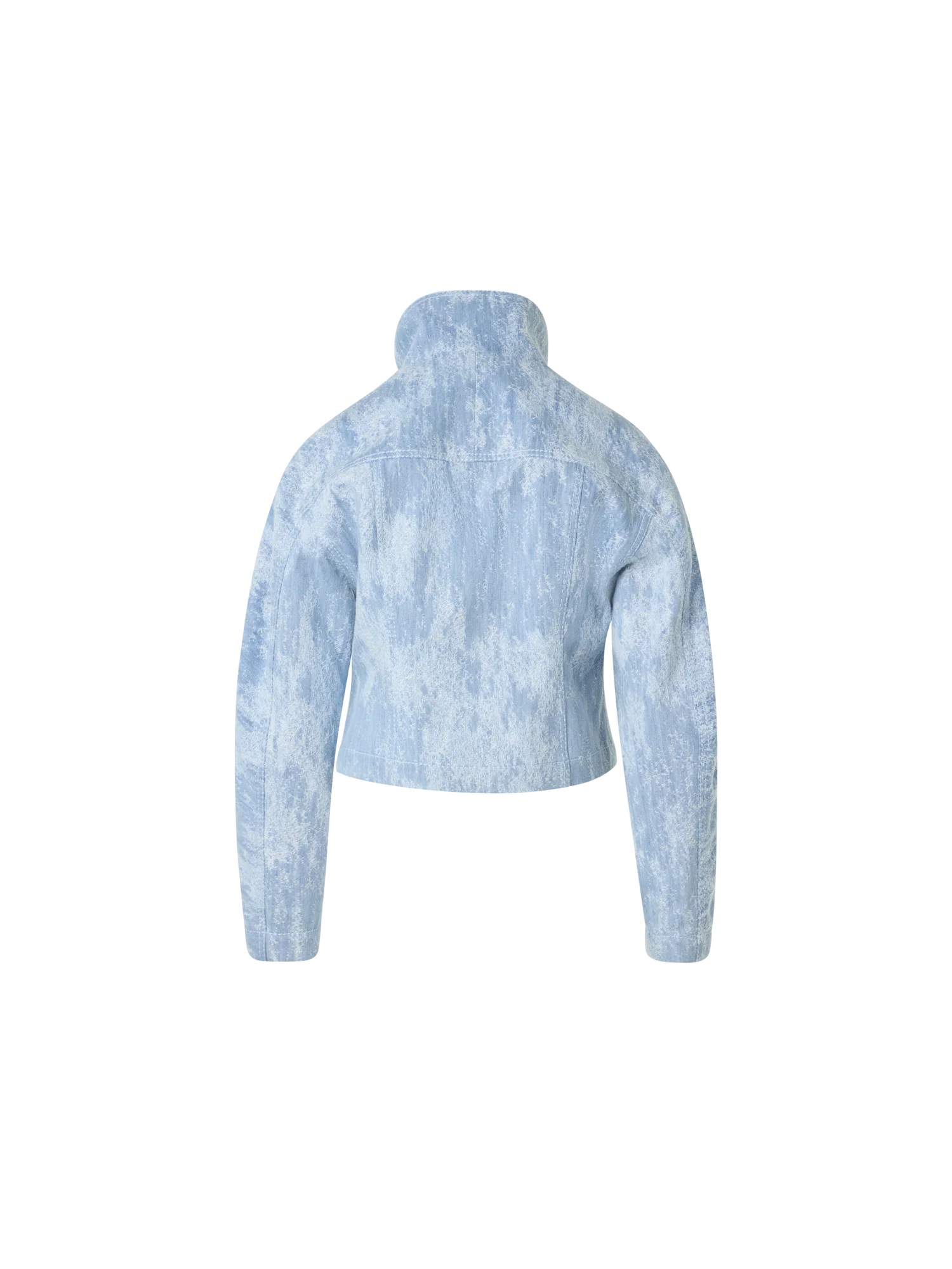 Fitted Jacquard Denim Cropped Jacket - Image 5