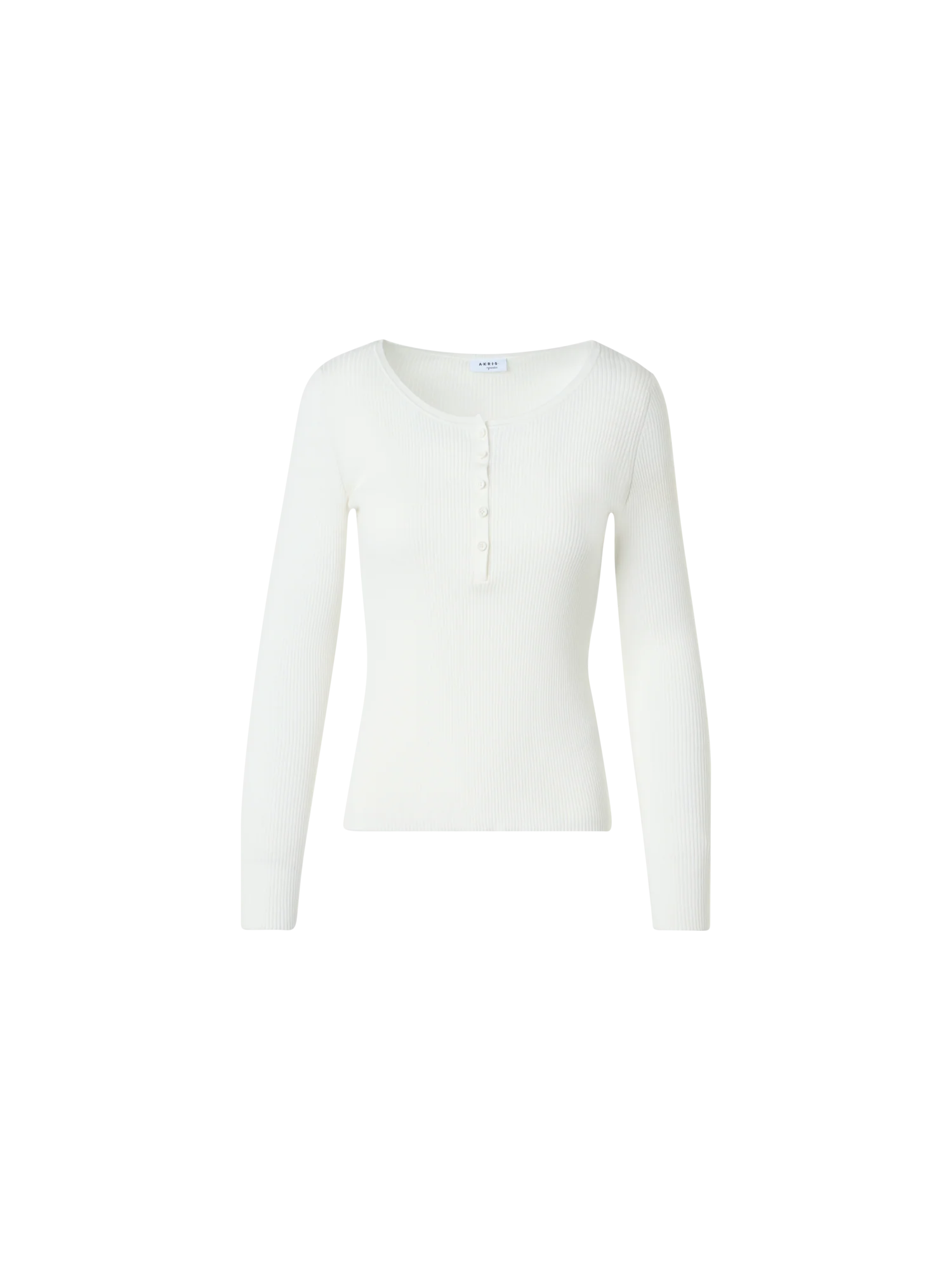 Fitted Ribbed Cotton Henley Sweater