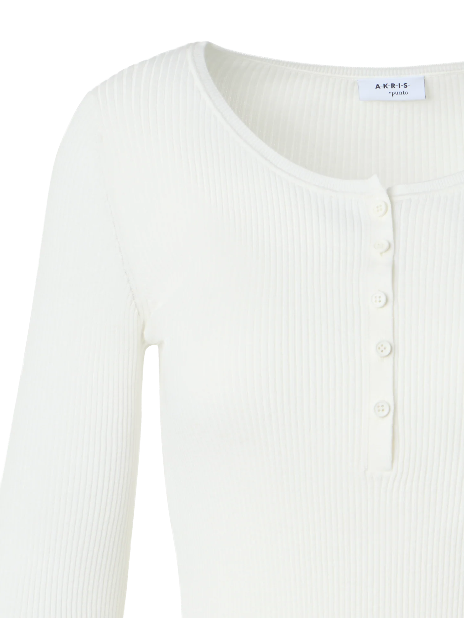 Fitted Ribbed Cotton Henley Sweater - Image 3