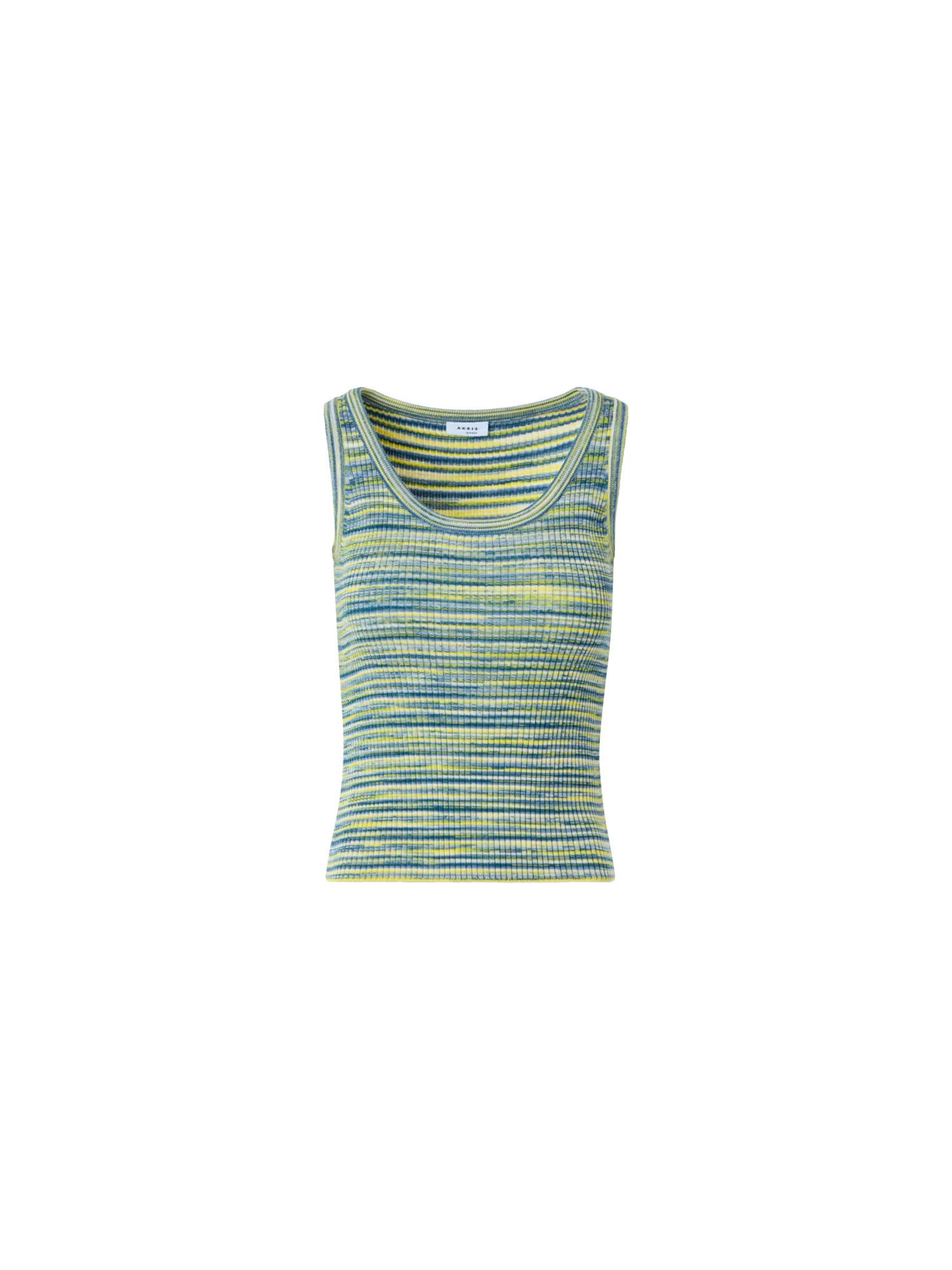 Fitted Scoop Neck Space-Dye Merino Rib Knit Tank