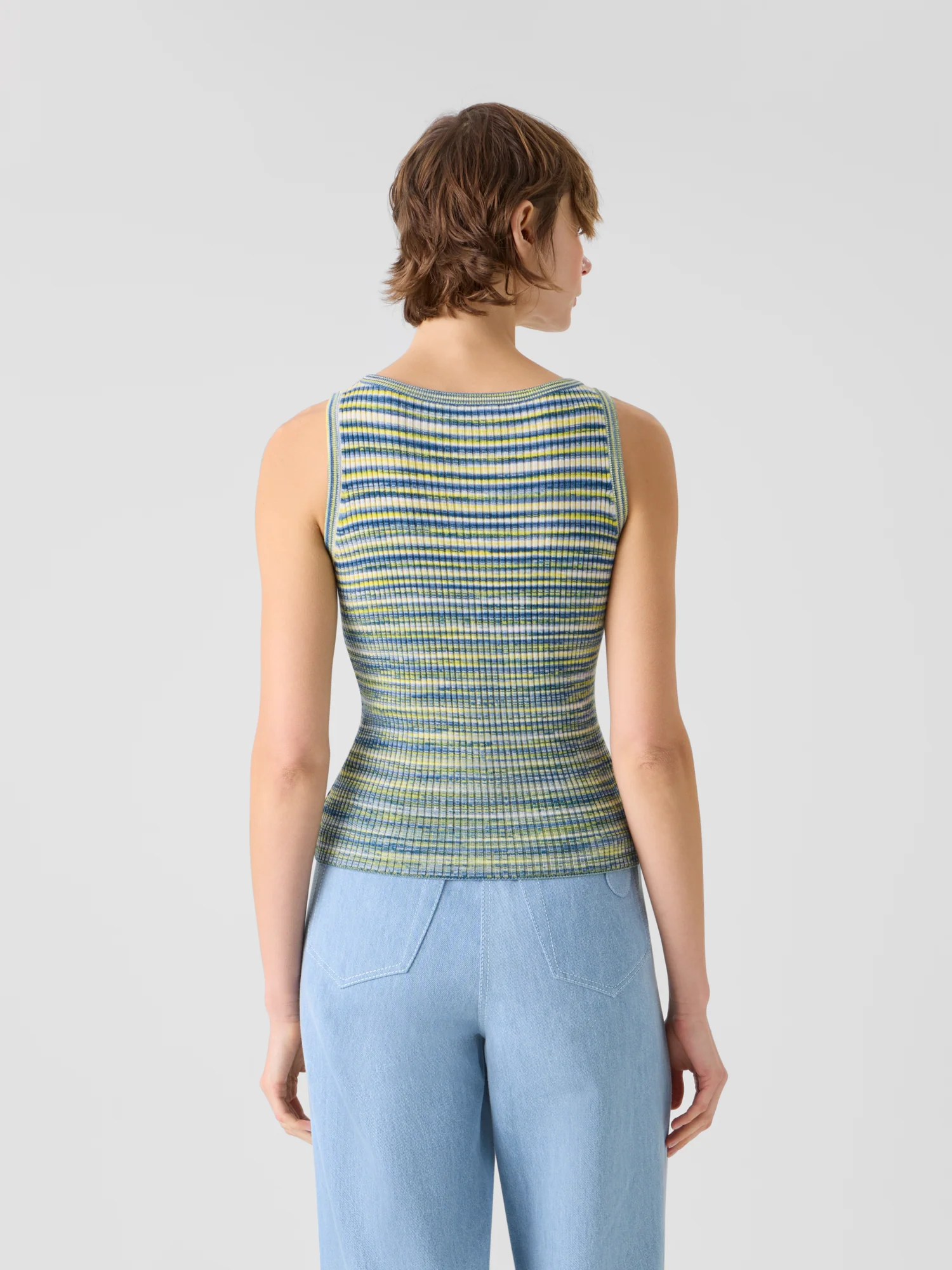 Fitted Scoop Neck Space-Dye Merino Rib Knit Tank - Image 6