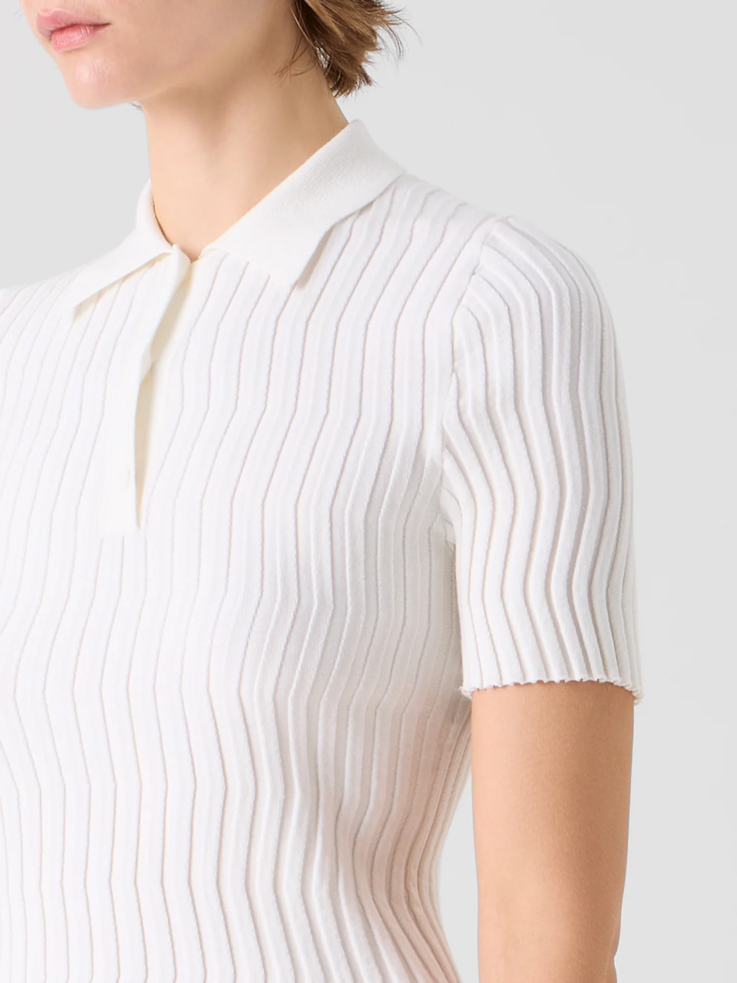 Fitted Stretch Cotton Silk Knit Polo - Image 4