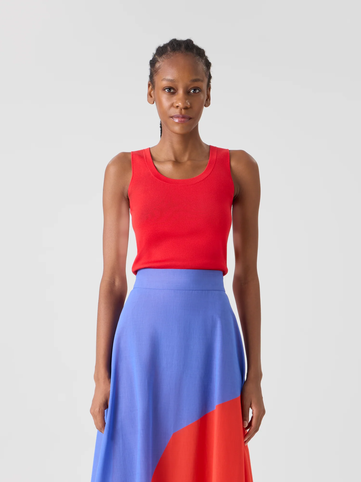 Fitted Stretch Silk Knit Tank Top - Image 2