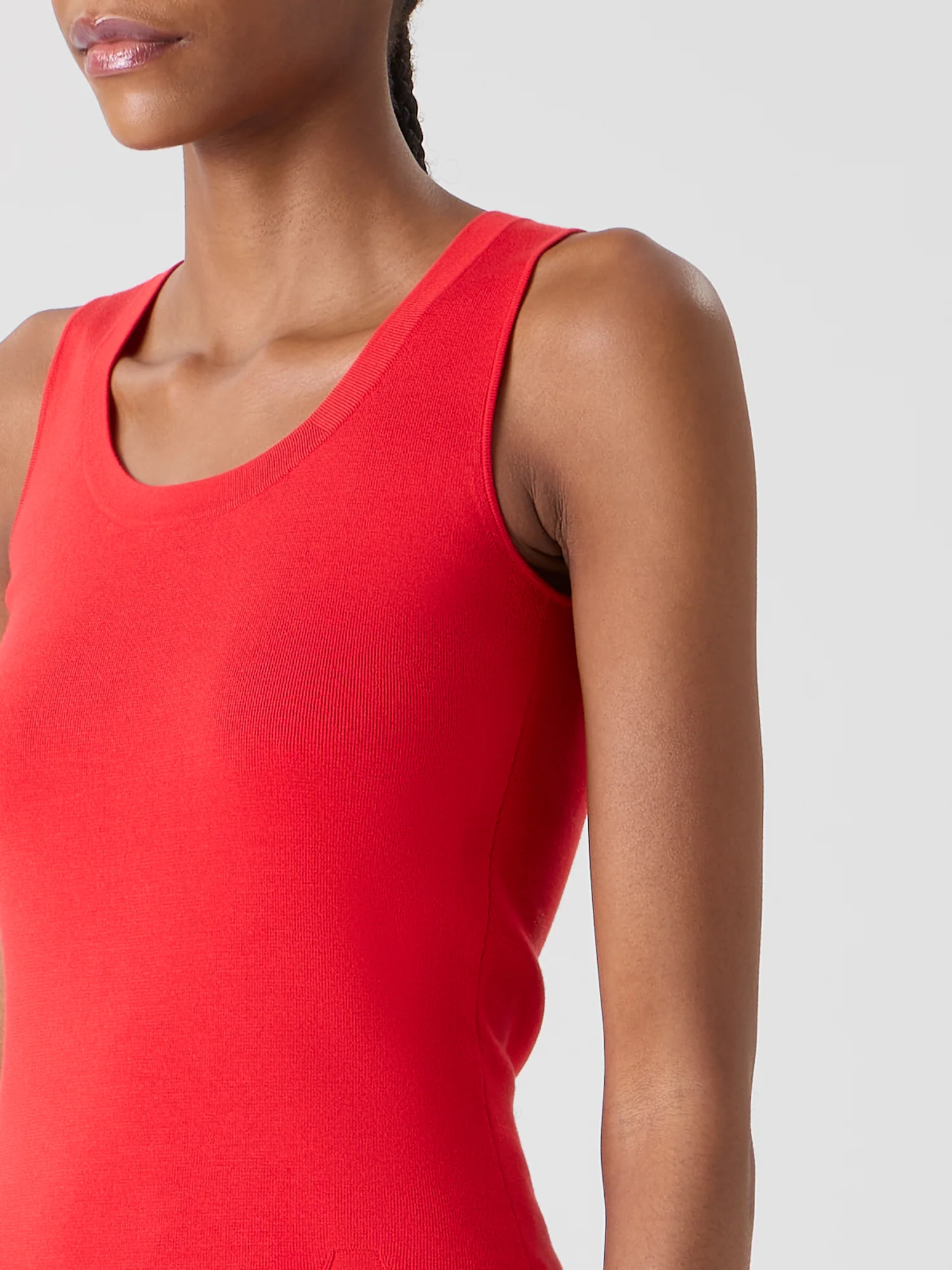 Fitted Stretch Silk Knit Tank Top - Image 4