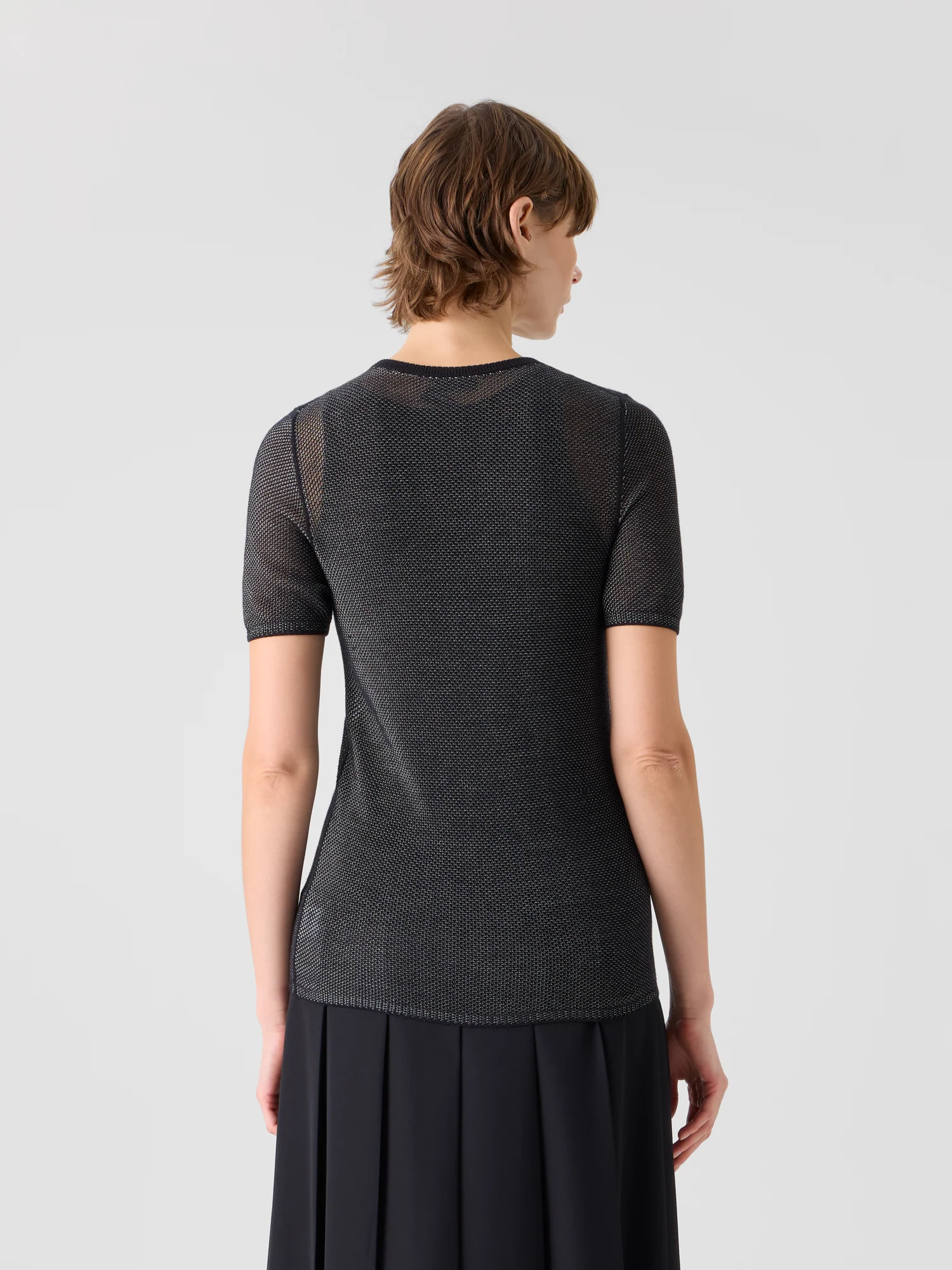 Fitted Two Tone Grid Sweater in Silk - Image 6
