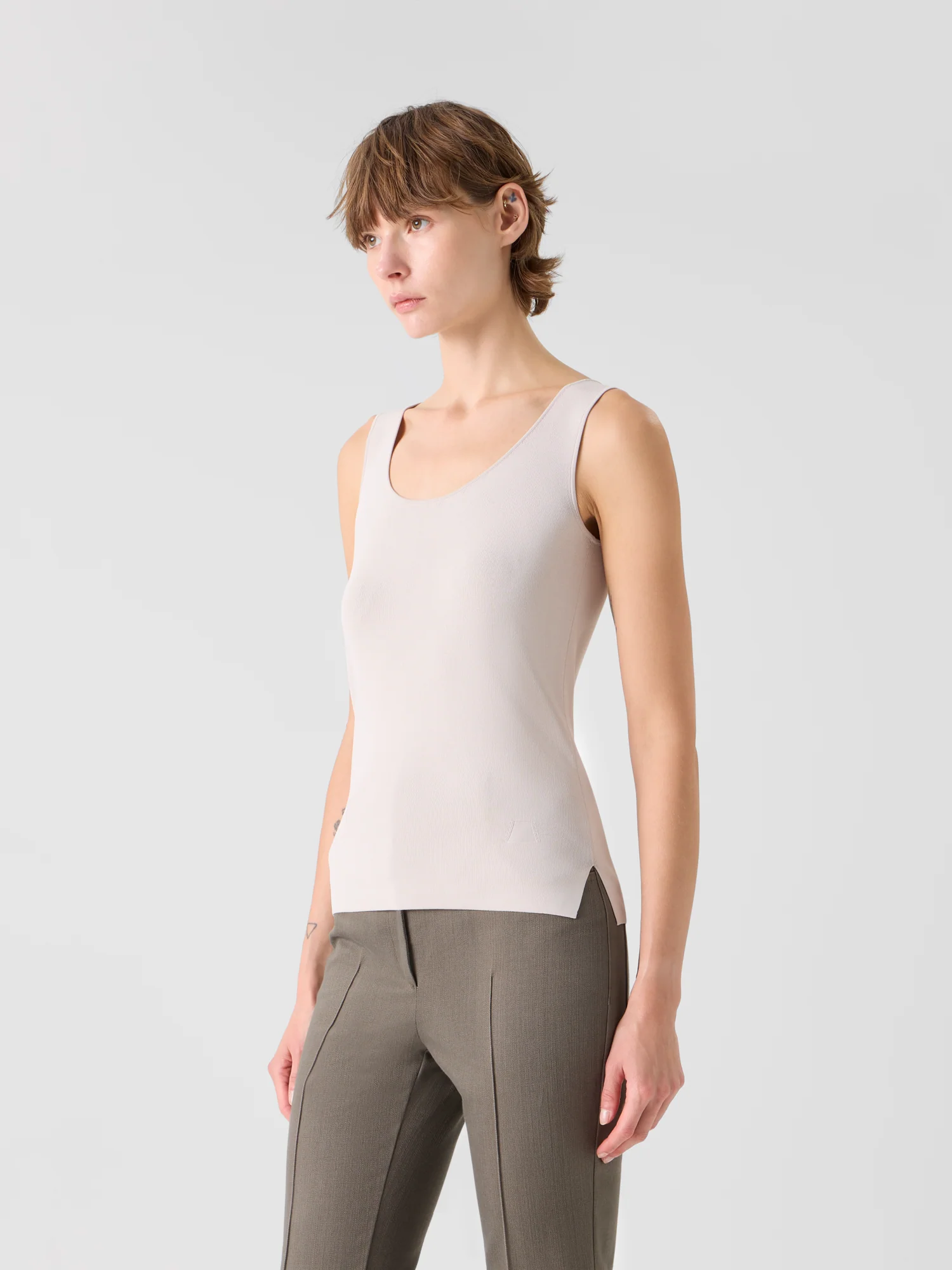 Fitted Viscose Knit Tank Top - Image 4